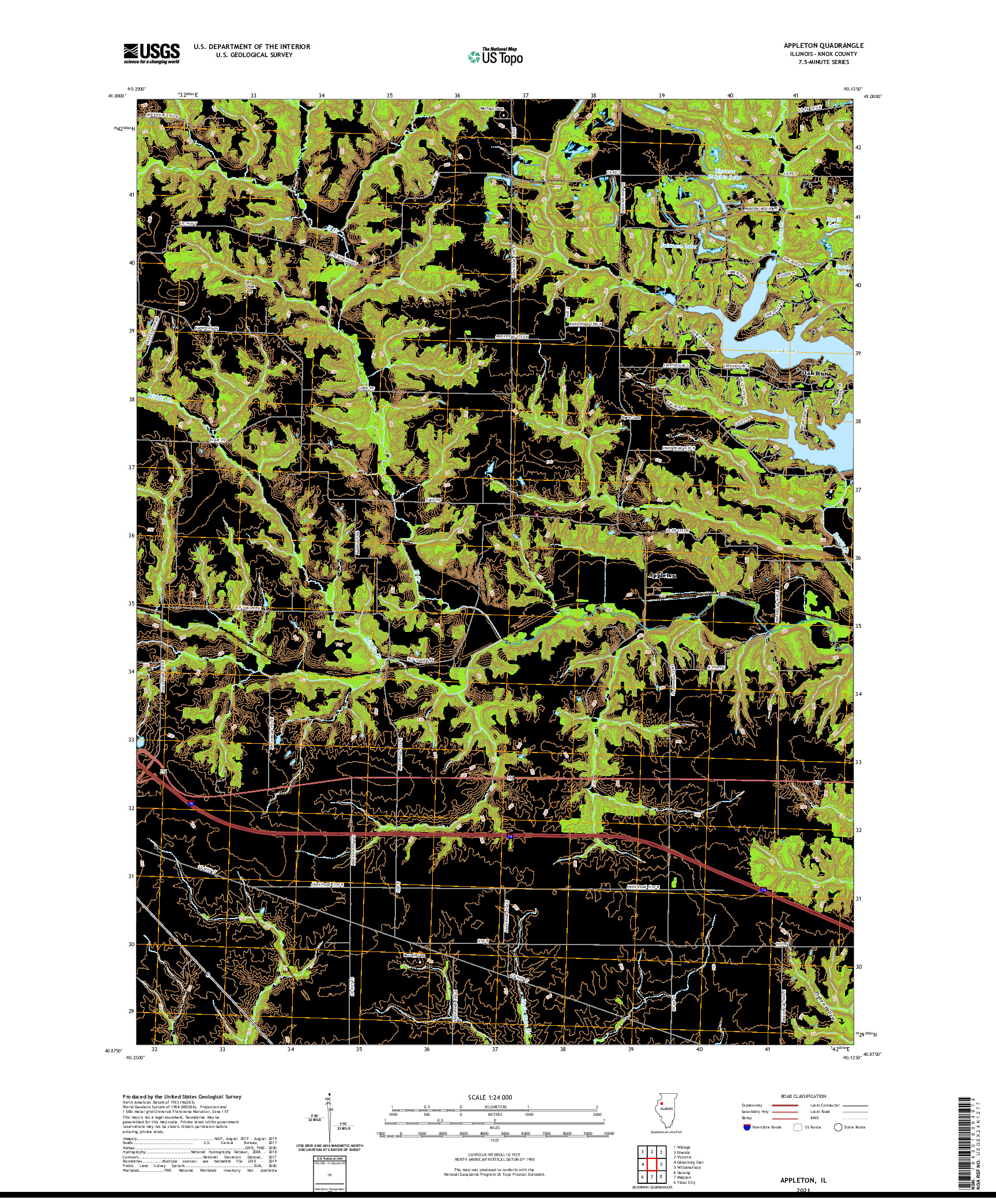 USGS US TOPO 7.5-MINUTE MAP FOR APPLETON, IL 2021