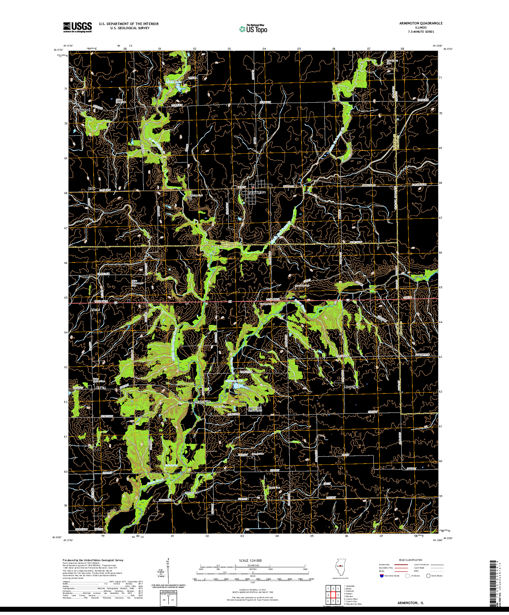 USGS US TOPO 7.5-MINUTE MAP FOR ARMINGTON, IL 2021