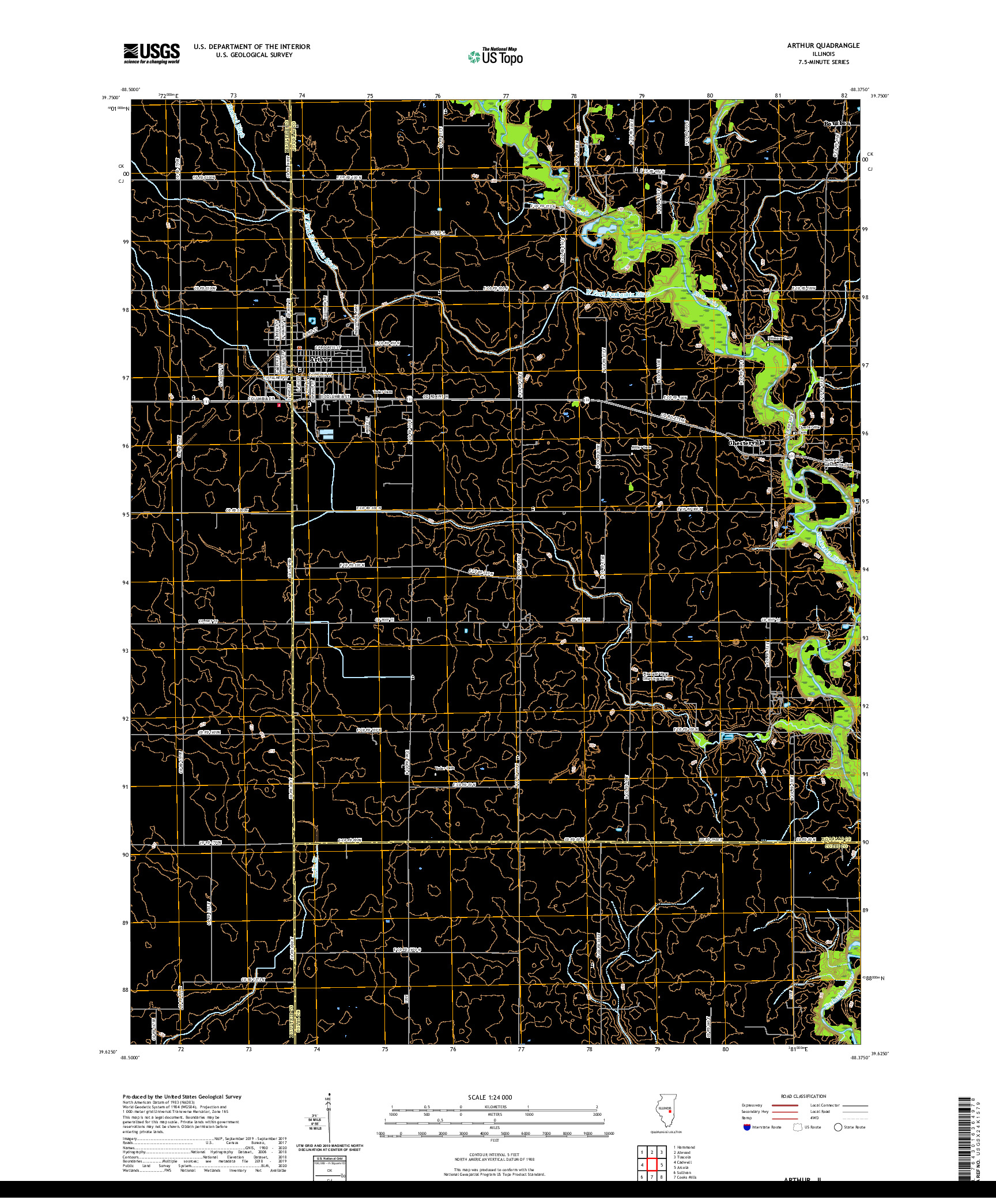 USGS US TOPO 7.5-MINUTE MAP FOR ARTHUR, IL 2021
