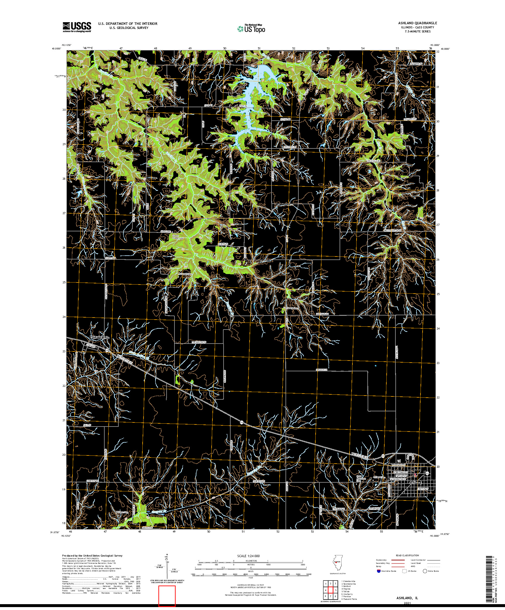 USGS US TOPO 7.5-MINUTE MAP FOR ASHLAND, IL 2021