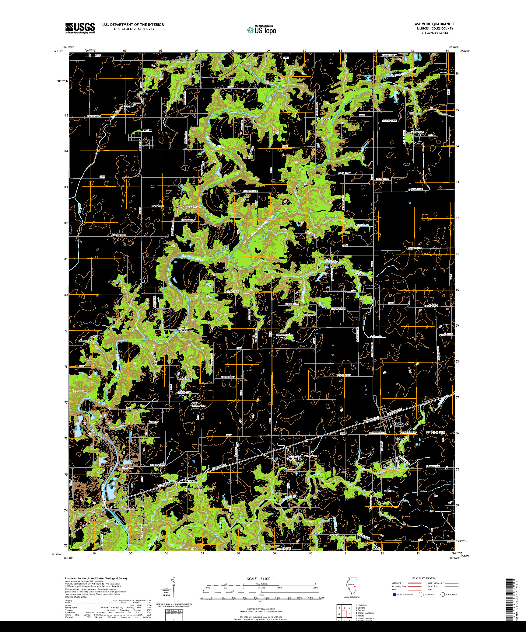 USGS US TOPO 7.5-MINUTE MAP FOR ASHMORE, IL 2021