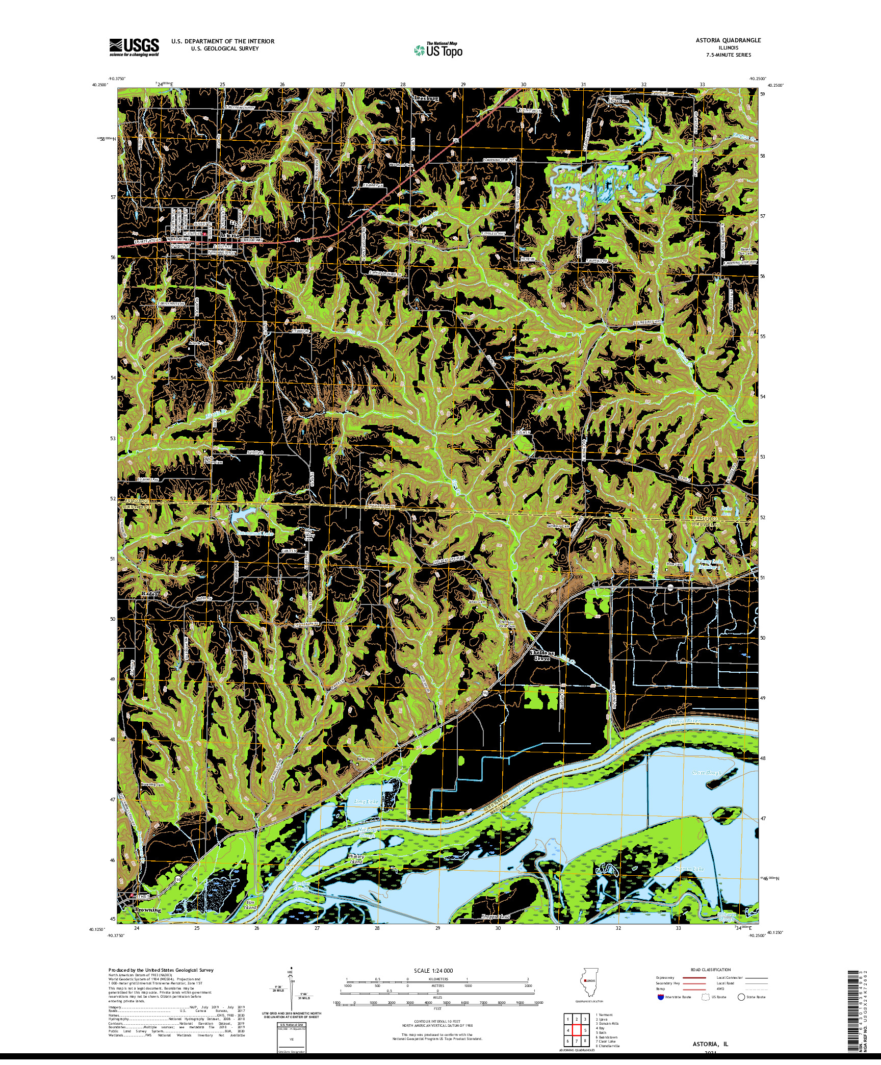 USGS US TOPO 7.5-MINUTE MAP FOR ASTORIA, IL 2021