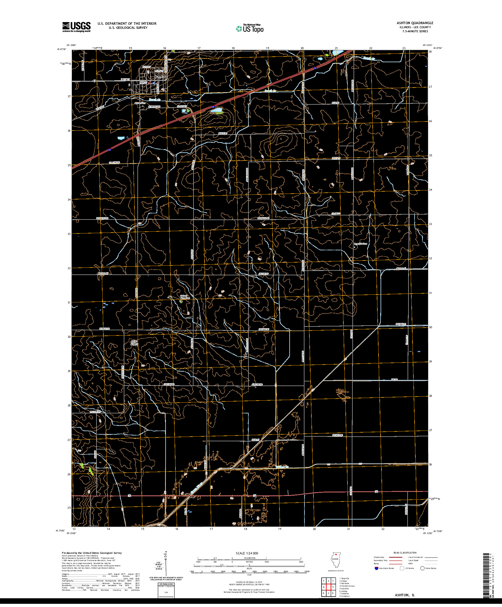 USGS US TOPO 7.5-MINUTE MAP FOR ASHTON, IL 2021