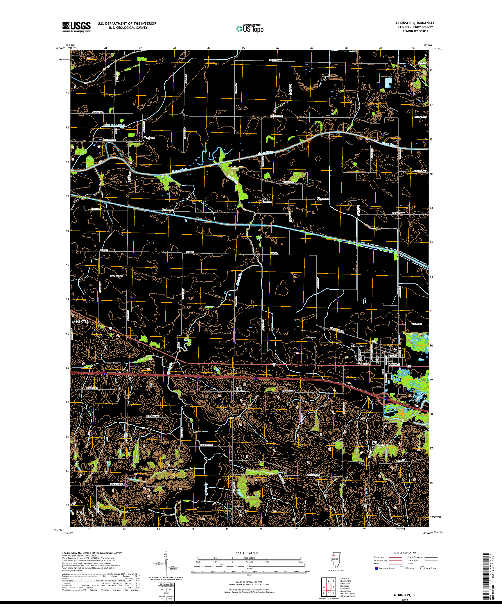 USGS US TOPO 7.5-MINUTE MAP FOR ATKINSON, IL 2021