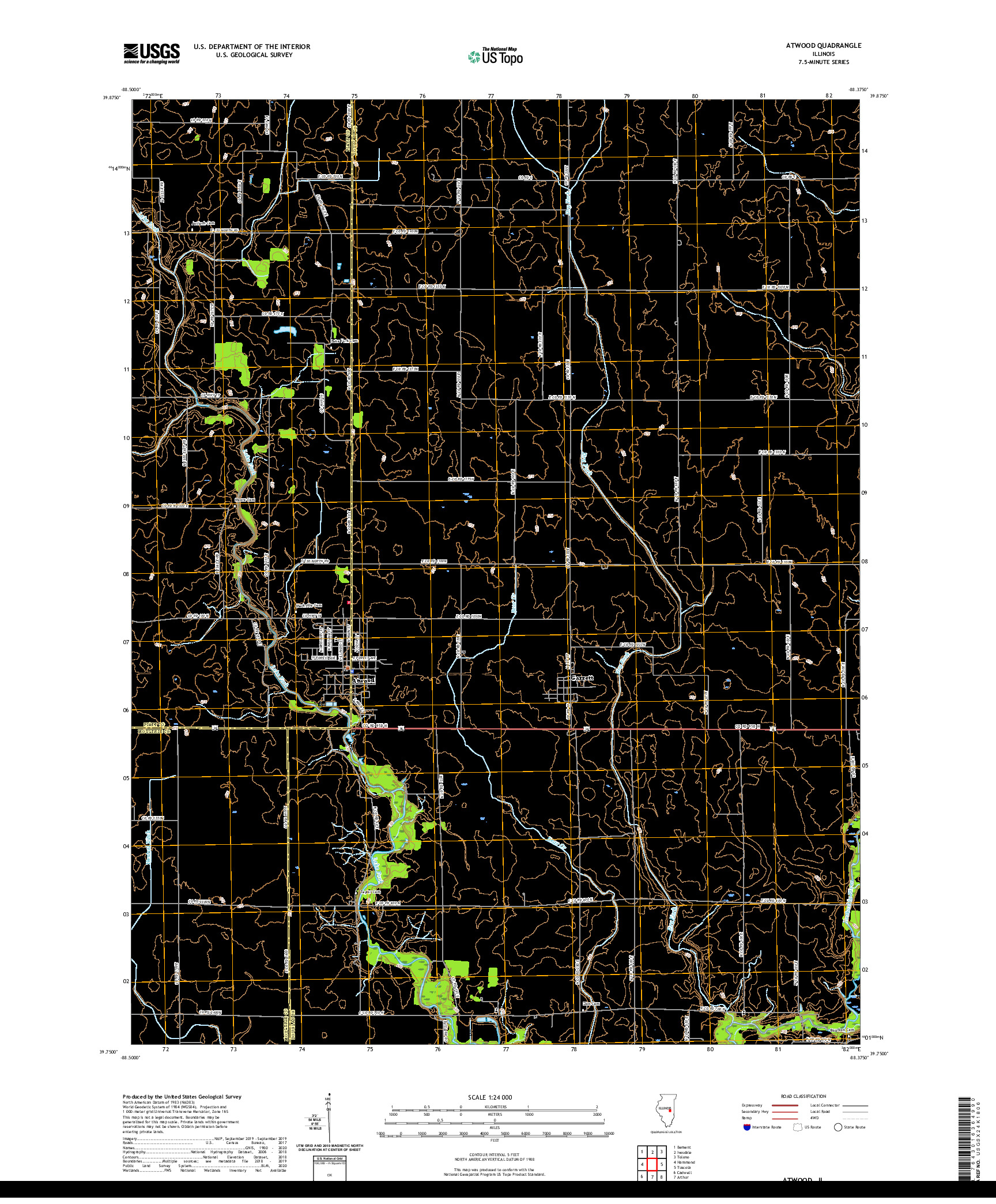 USGS US TOPO 7.5-MINUTE MAP FOR ATWOOD, IL 2021
