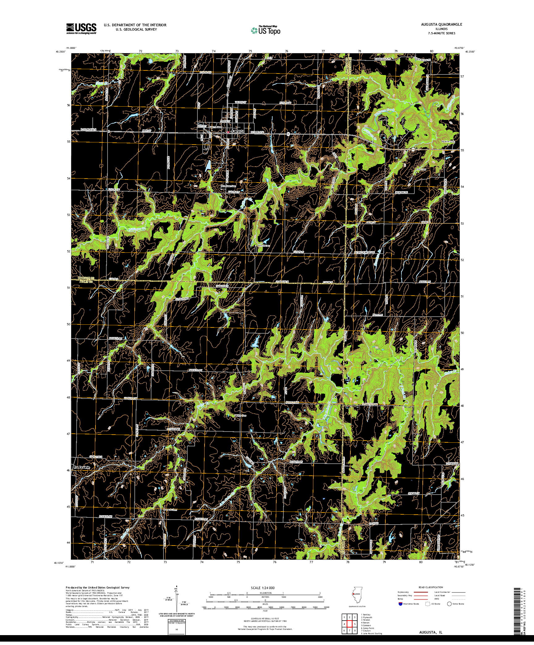 USGS US TOPO 7.5-MINUTE MAP FOR AUGUSTA, IL 2021
