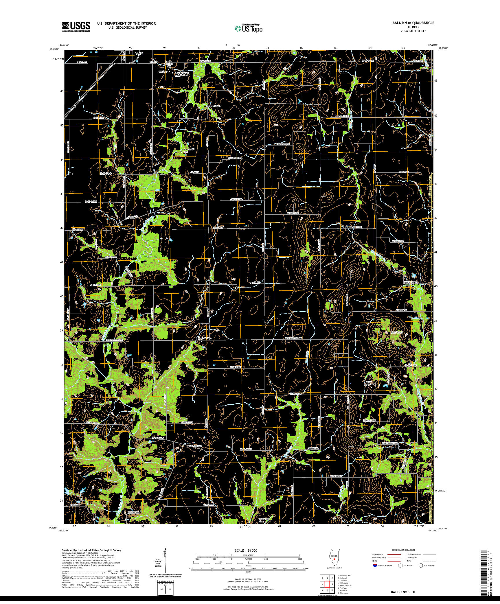 USGS US TOPO 7.5-MINUTE MAP FOR BALD KNOB, IL 2021