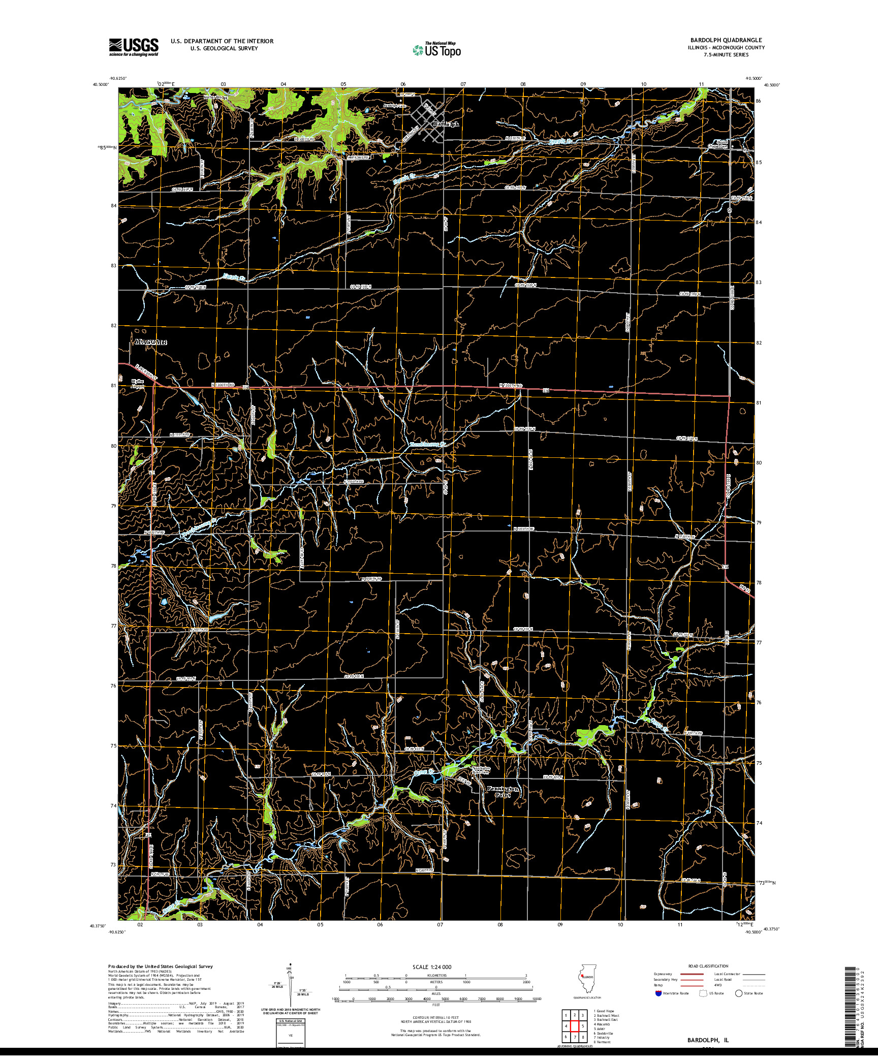 USGS US TOPO 7.5-MINUTE MAP FOR BARDOLPH, IL 2021