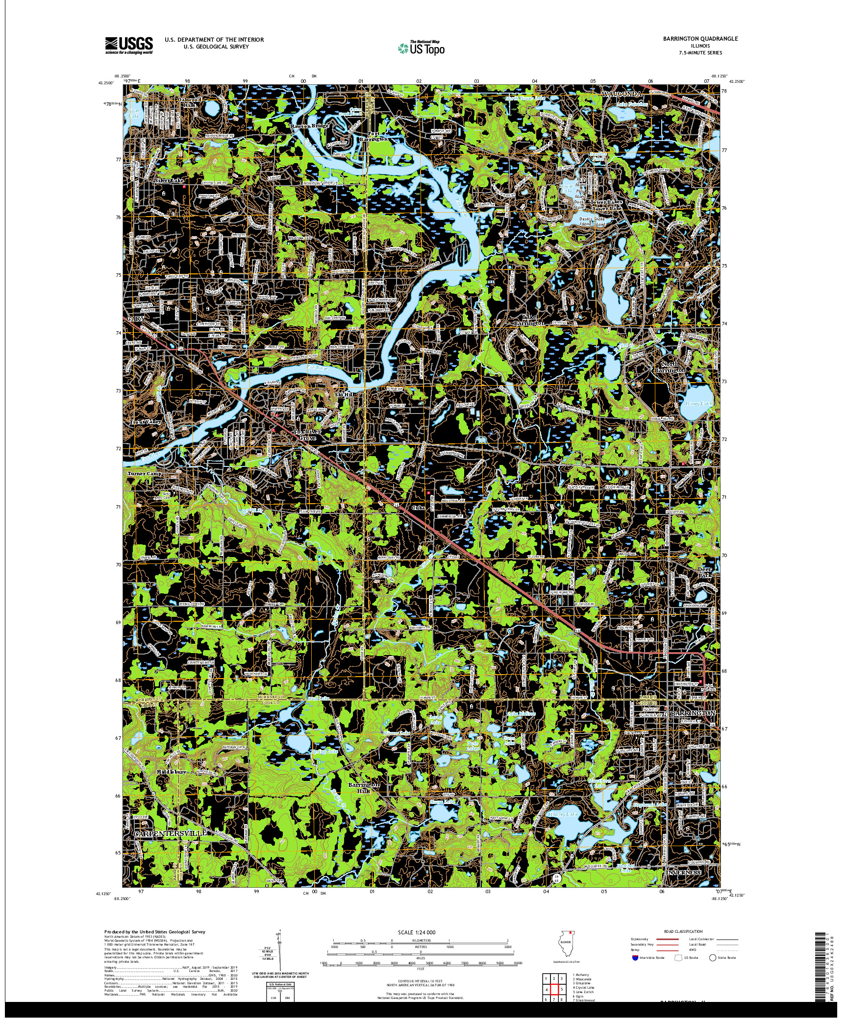 USGS US TOPO 7.5-MINUTE MAP FOR BARRINGTON, IL 2021