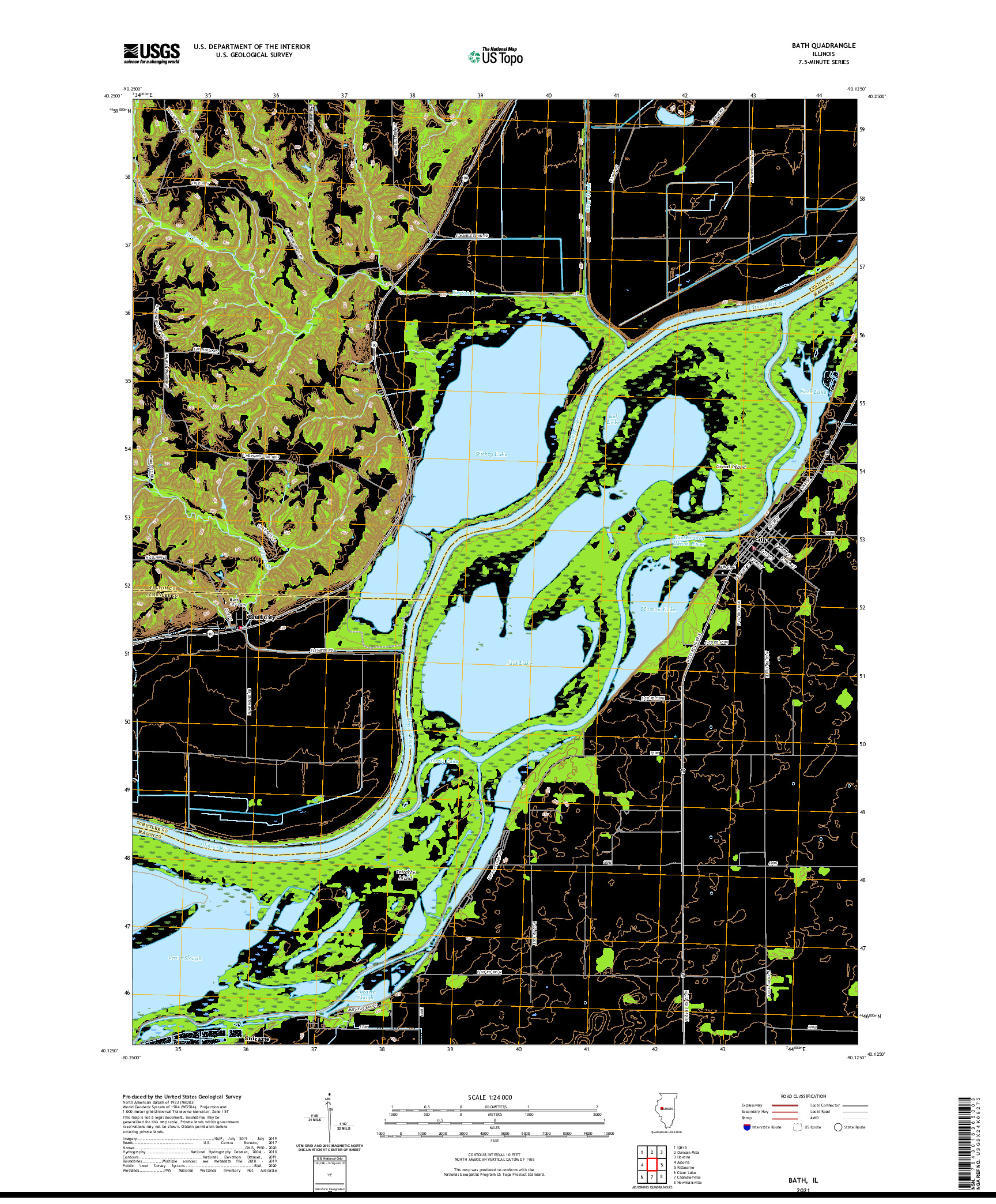 USGS US TOPO 7.5-MINUTE MAP FOR BATH, IL 2021