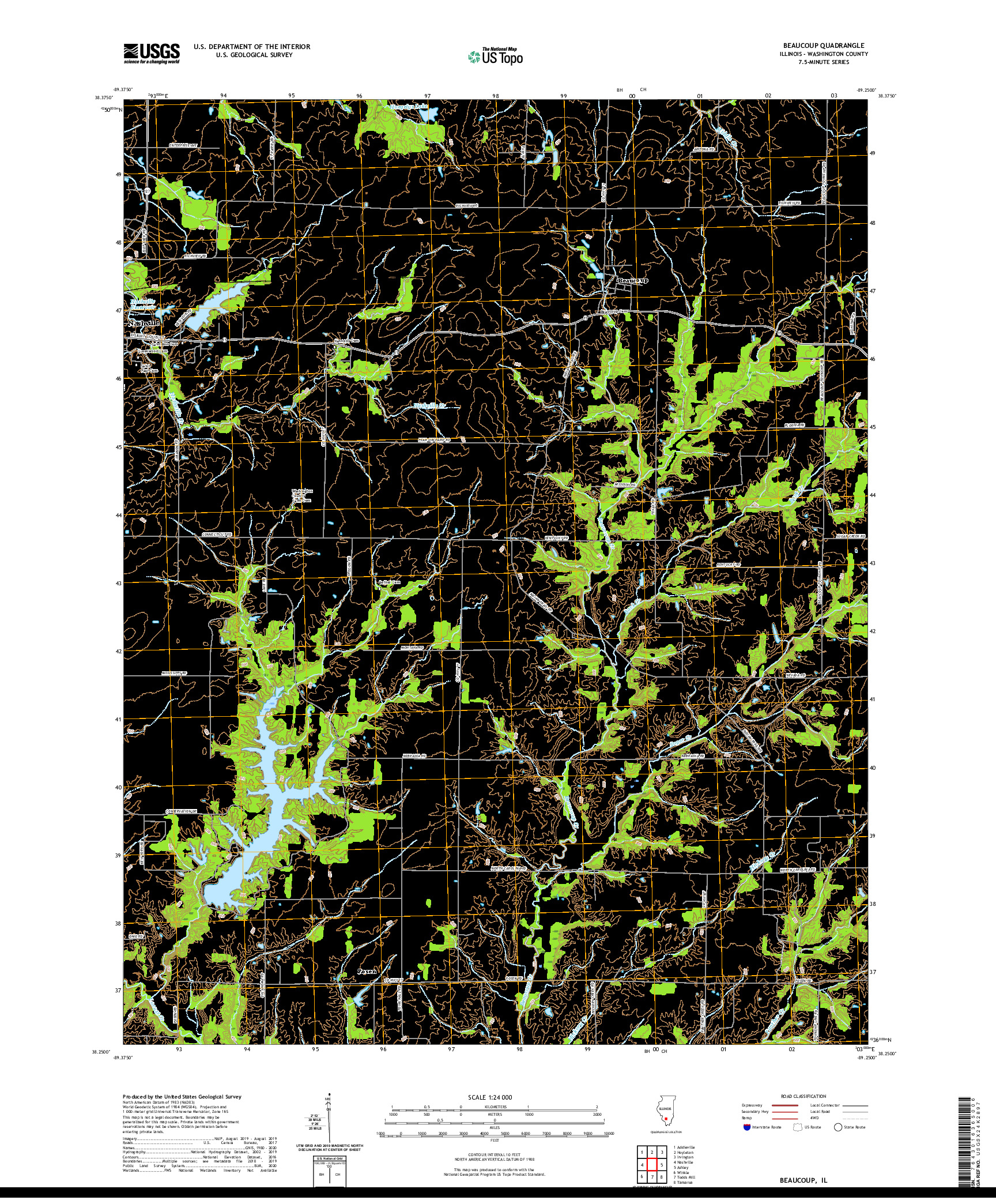 USGS US TOPO 7.5-MINUTE MAP FOR BEAUCOUP, IL 2021