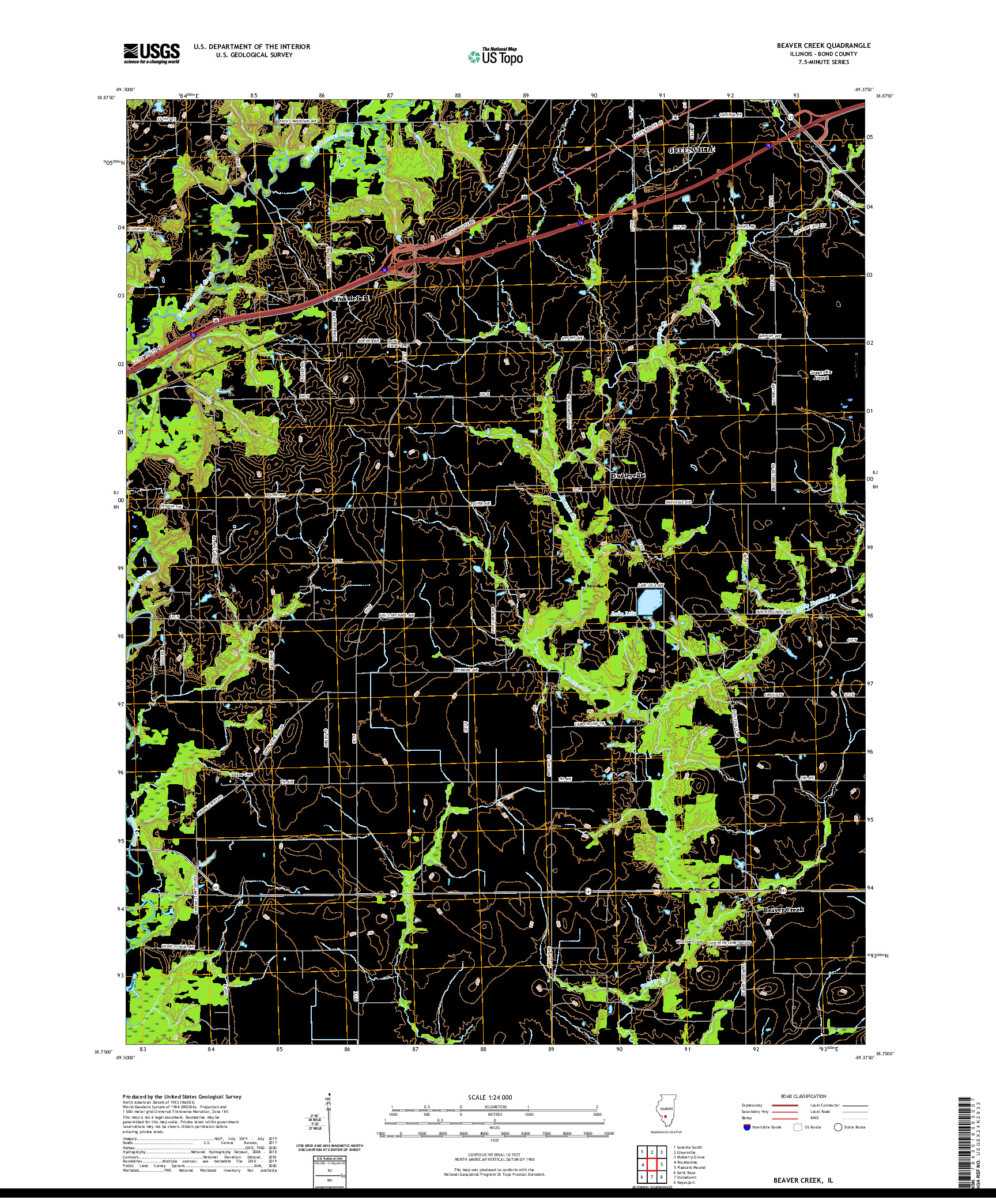 USGS US TOPO 7.5-MINUTE MAP FOR BEAVER CREEK, IL 2021