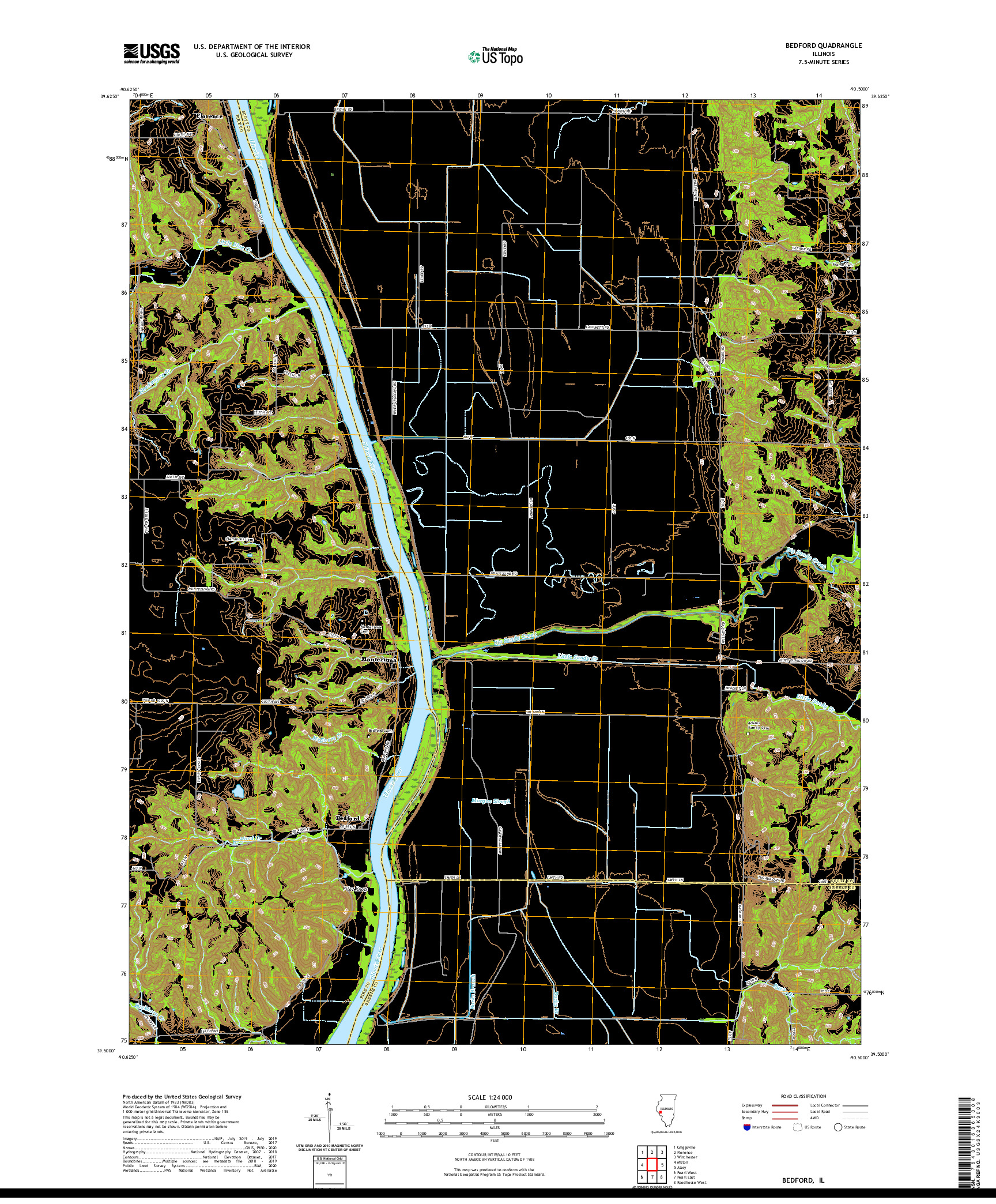 USGS US TOPO 7.5-MINUTE MAP FOR BEDFORD, IL 2021