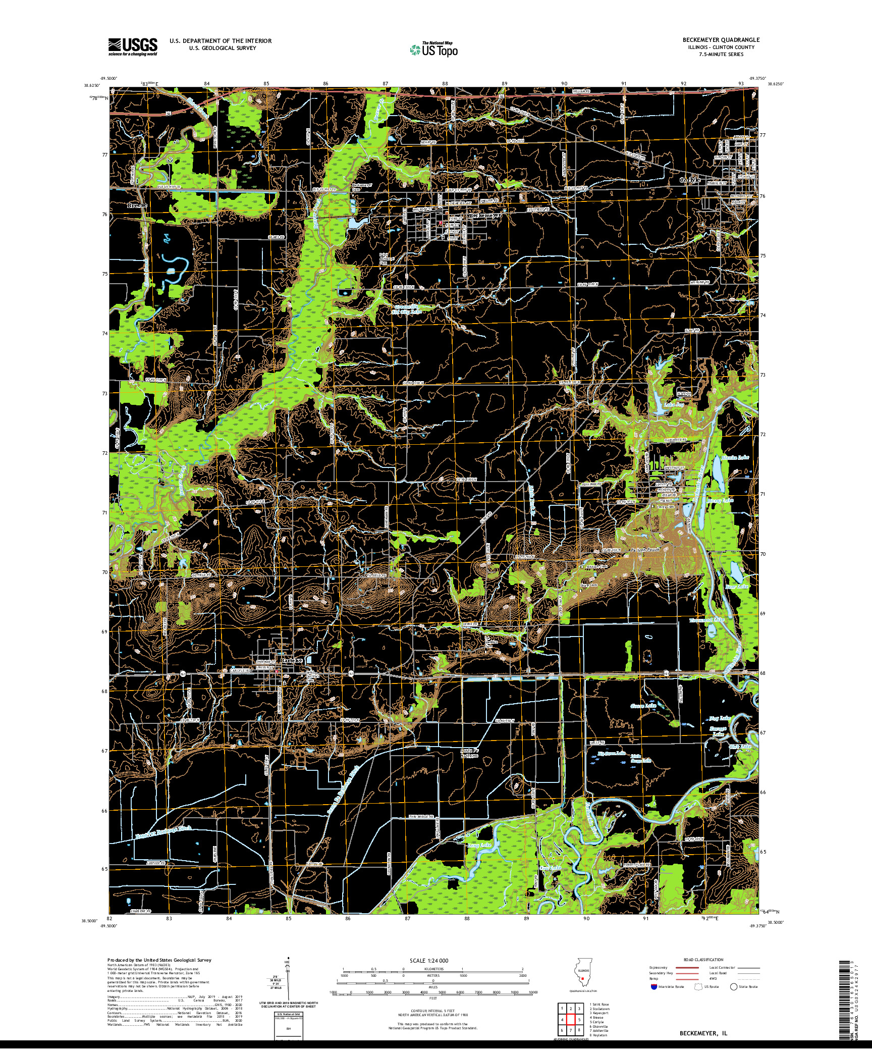 USGS US TOPO 7.5-MINUTE MAP FOR BECKEMEYER, IL 2021