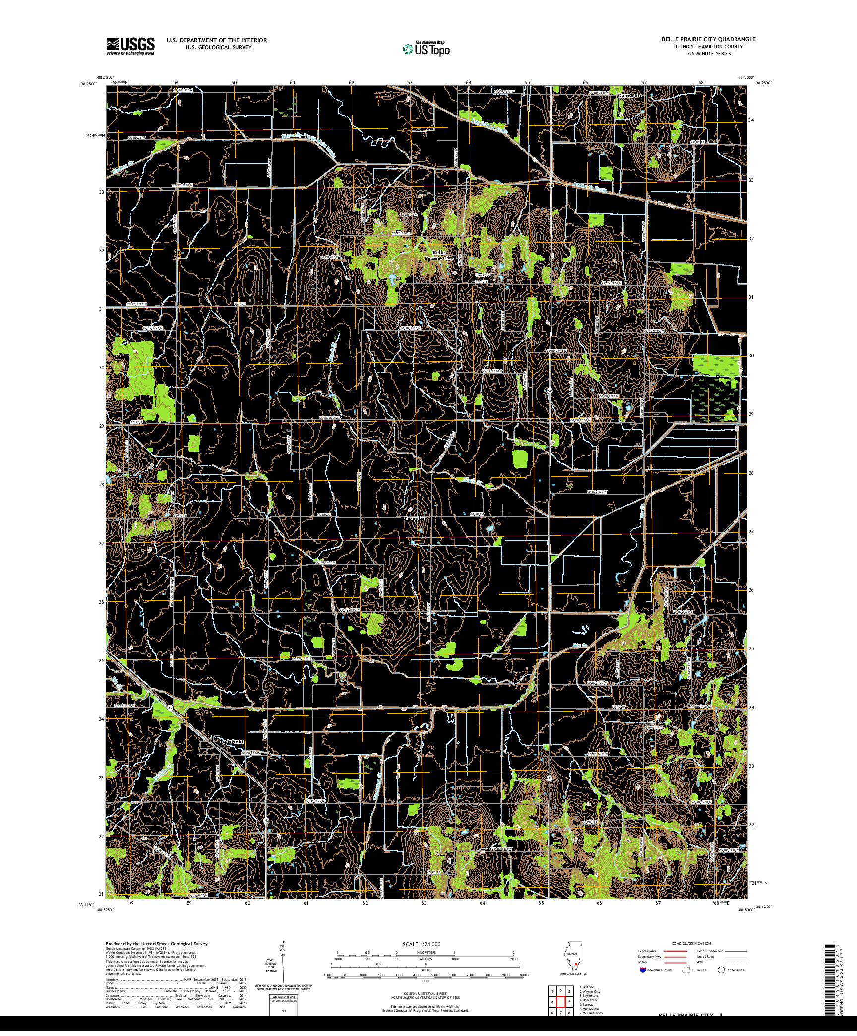 USGS US TOPO 7.5-MINUTE MAP FOR BELLE PRAIRIE CITY, IL 2021