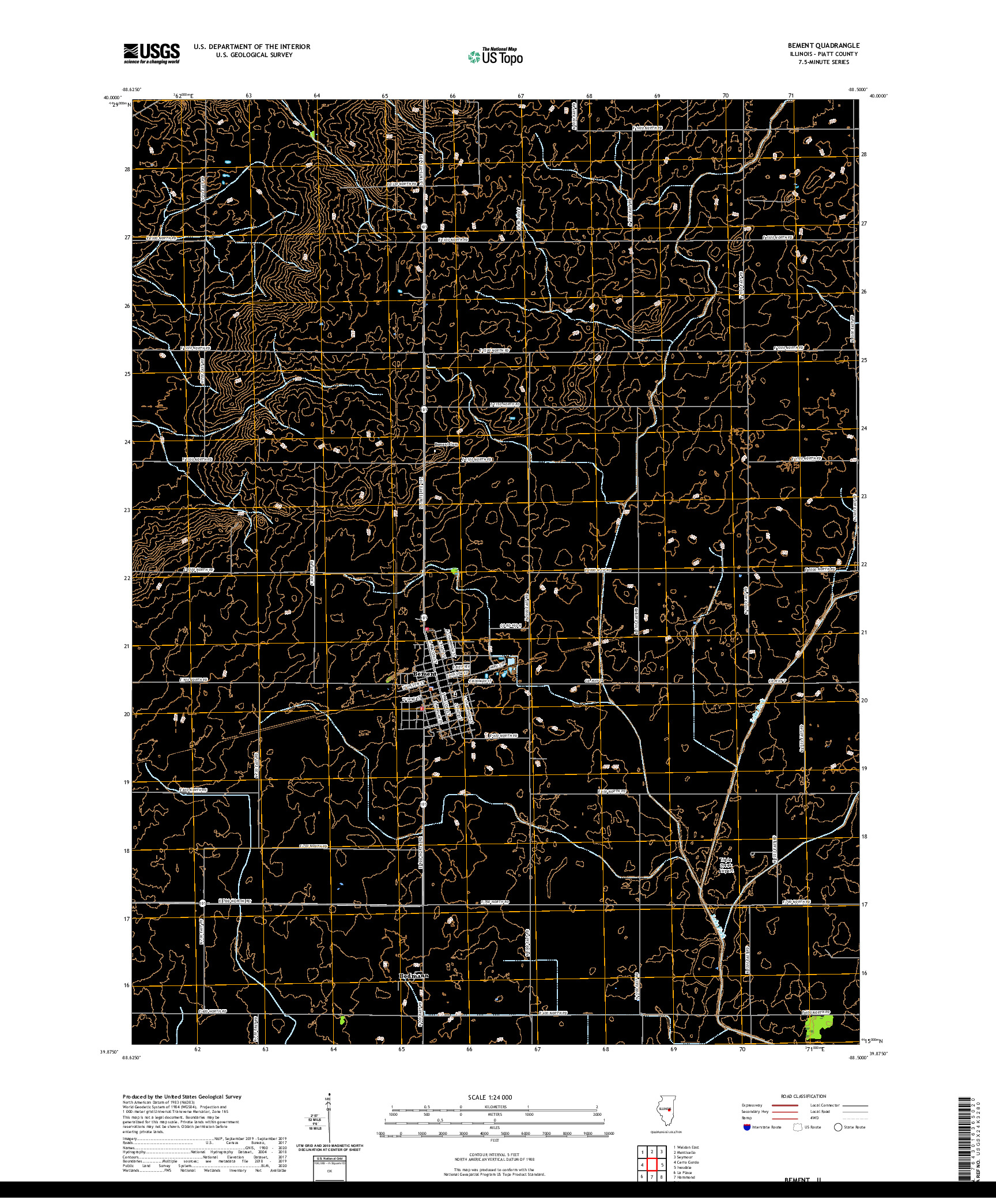 USGS US TOPO 7.5-MINUTE MAP FOR BEMENT, IL 2021