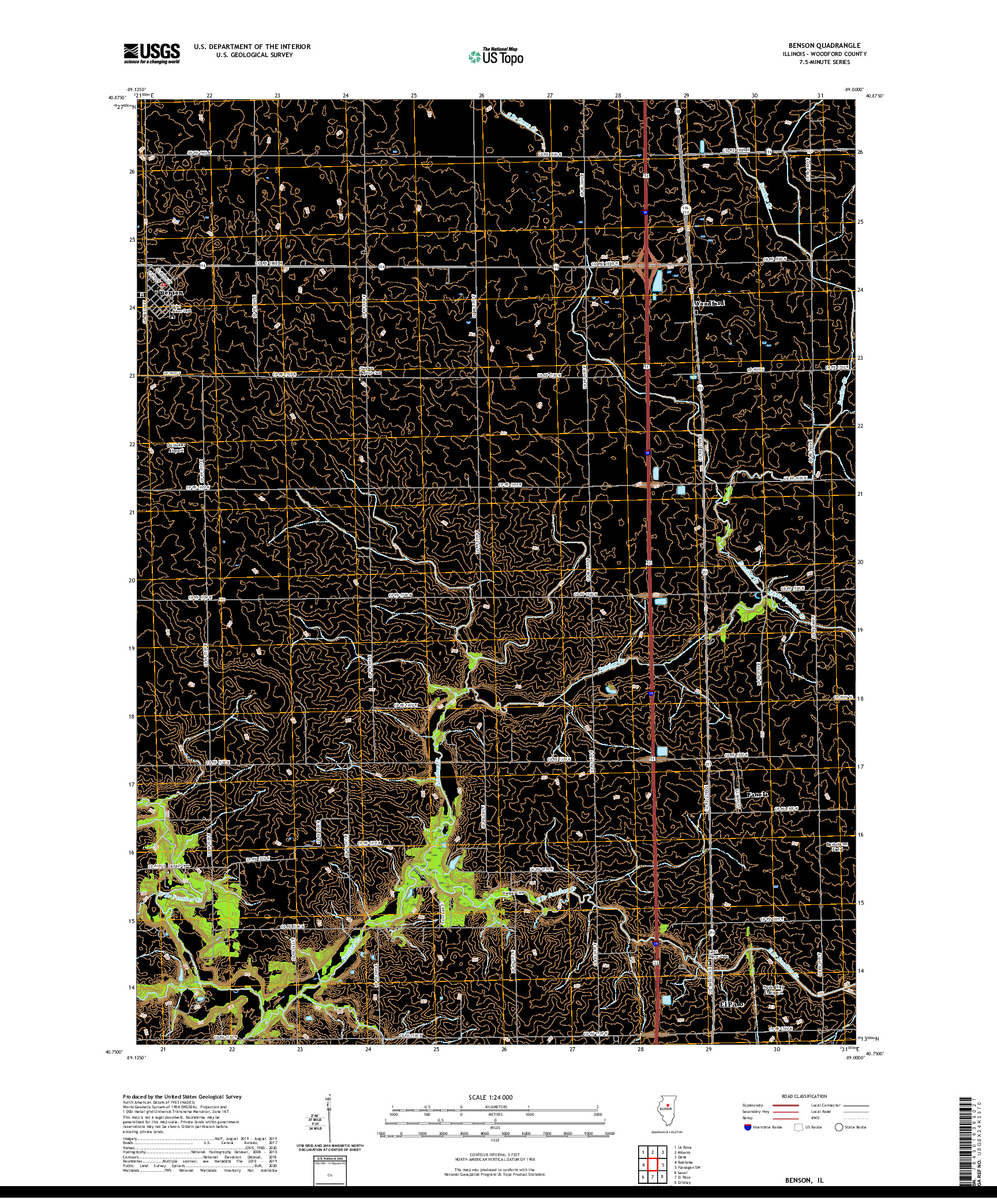 USGS US TOPO 7.5-MINUTE MAP FOR BENSON, IL 2021