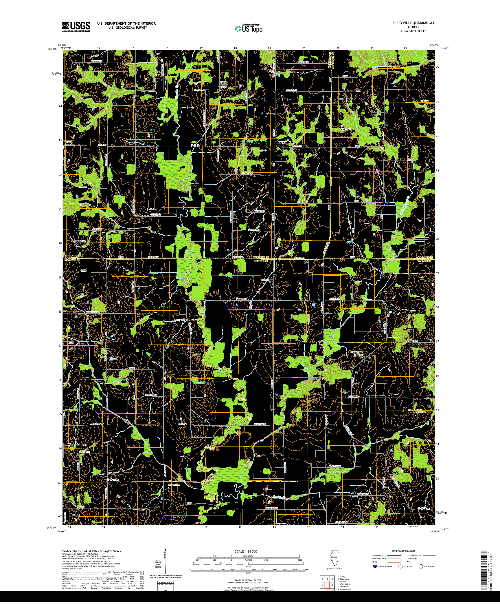 USGS US TOPO 7.5-MINUTE MAP FOR BERRYVILLE, IL 2021