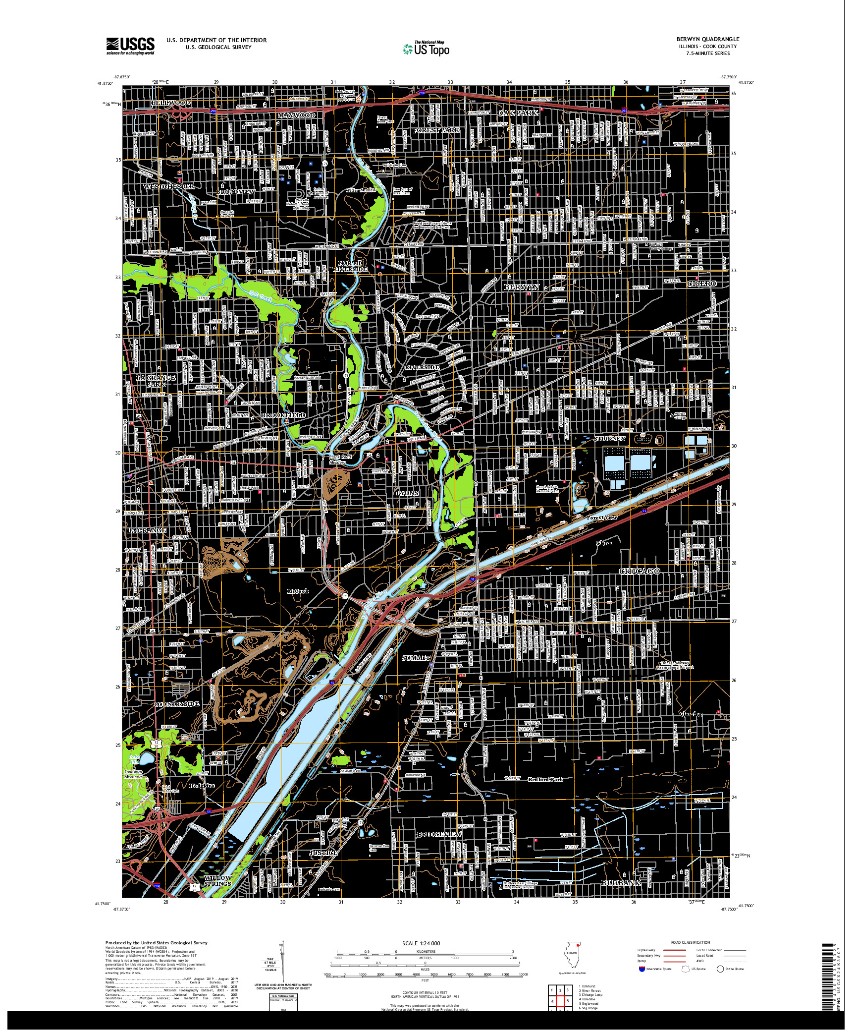 USGS US TOPO 7.5-MINUTE MAP FOR BERWYN, IL 2021