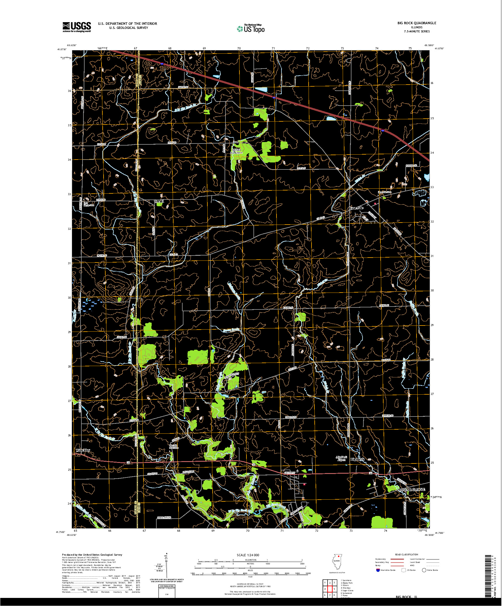 USGS US TOPO 7.5-MINUTE MAP FOR BIG ROCK, IL 2021