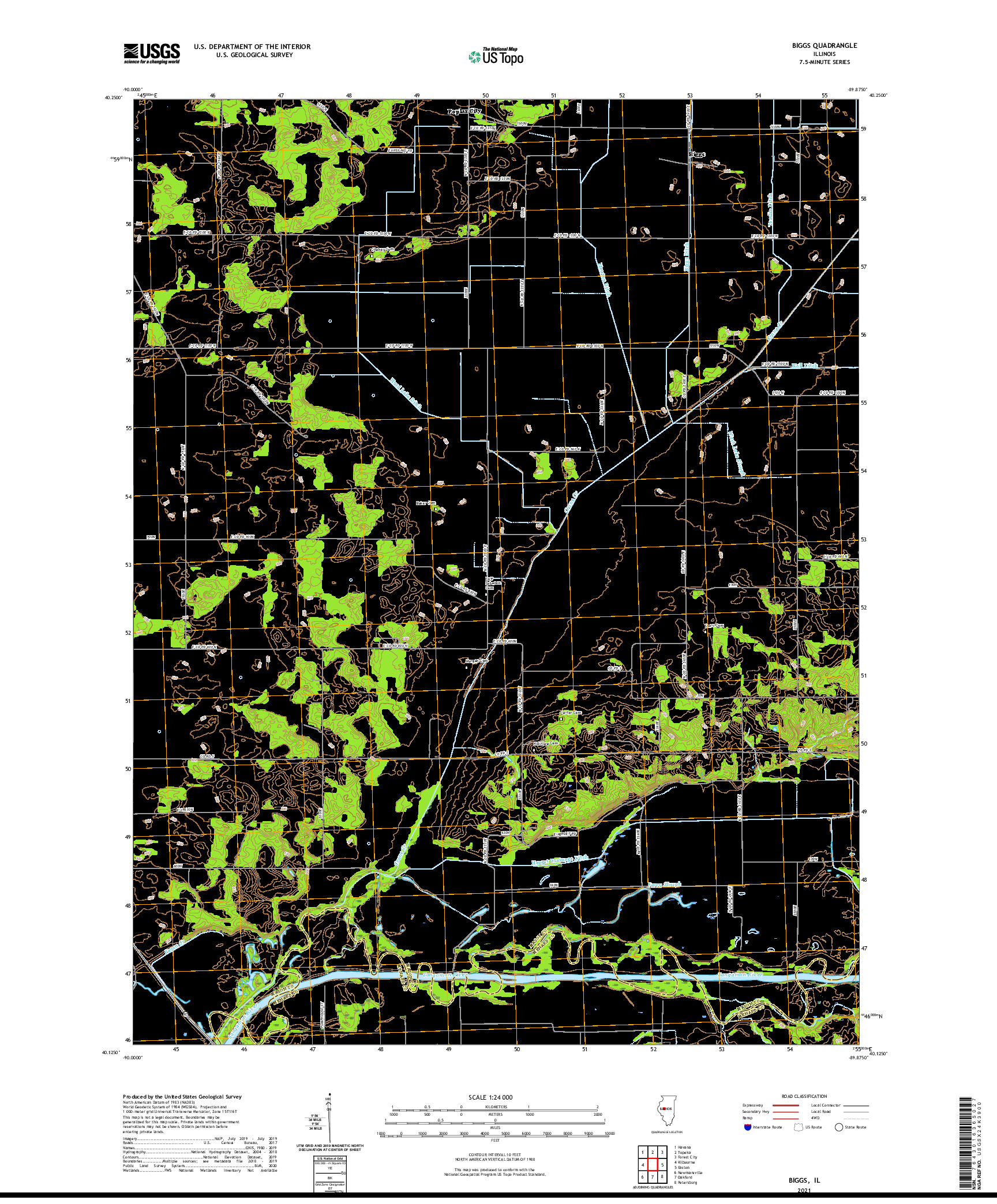 USGS US TOPO 7.5-MINUTE MAP FOR BIGGS, IL 2021