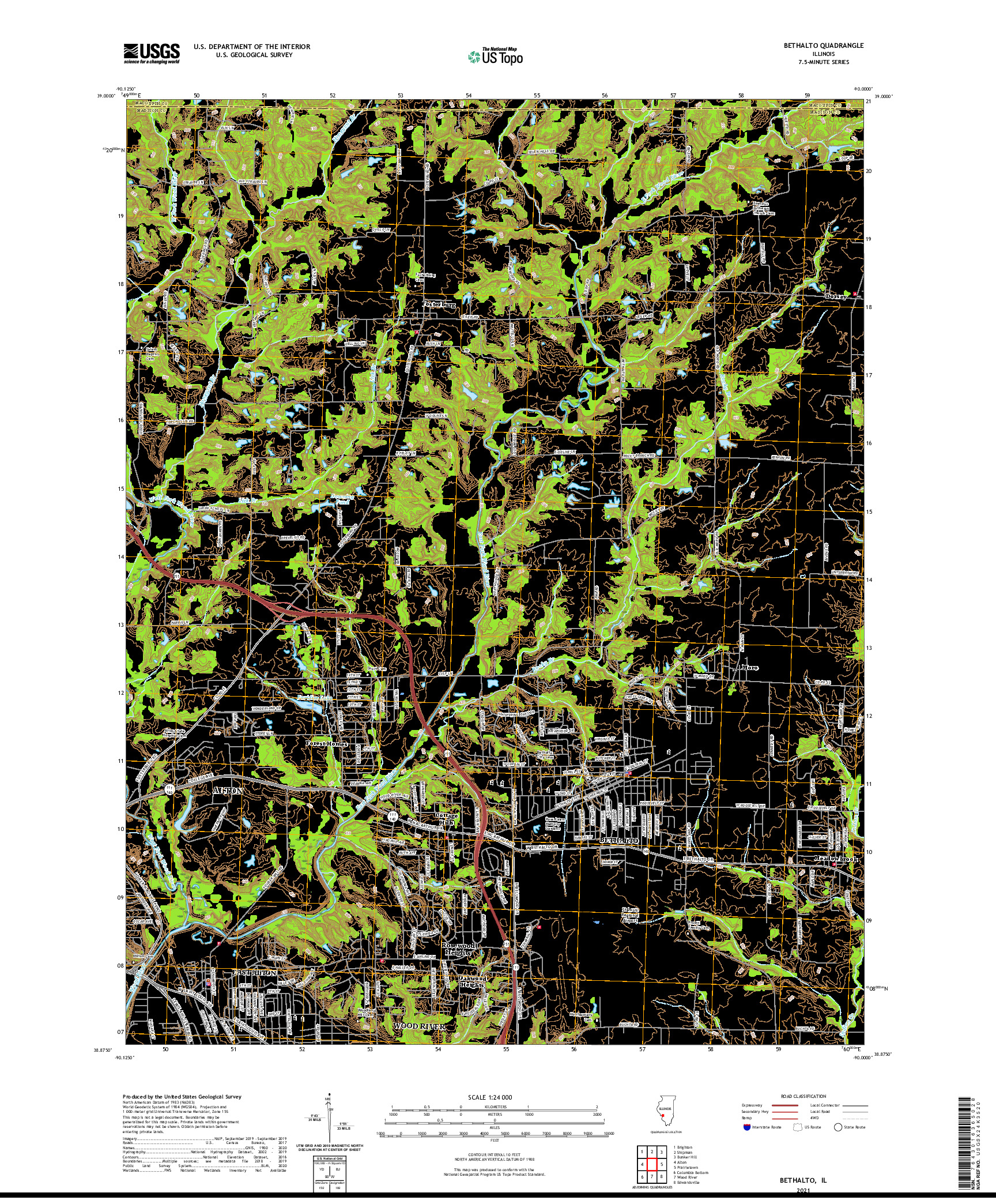 USGS US TOPO 7.5-MINUTE MAP FOR BETHALTO, IL 2021