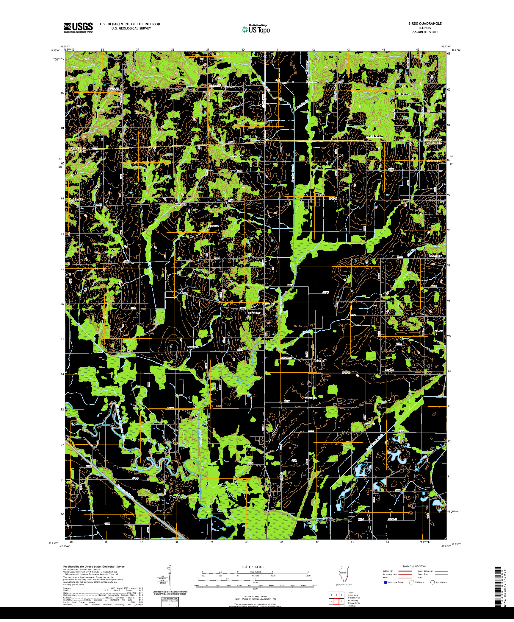 USGS US TOPO 7.5-MINUTE MAP FOR BIRDS, IL 2021