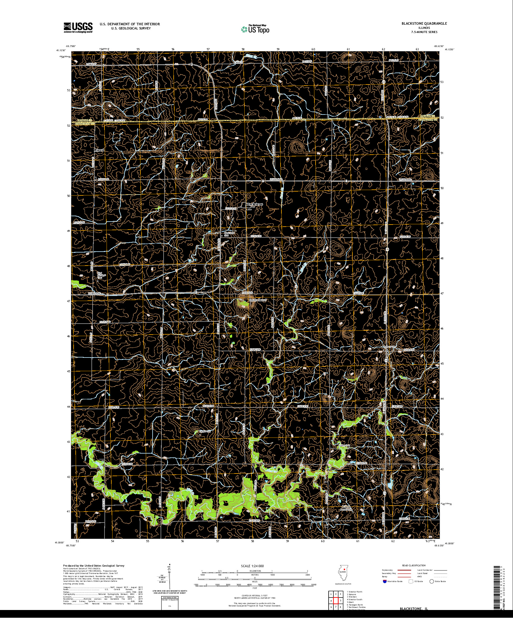 USGS US TOPO 7.5-MINUTE MAP FOR BLACKSTONE, IL 2021
