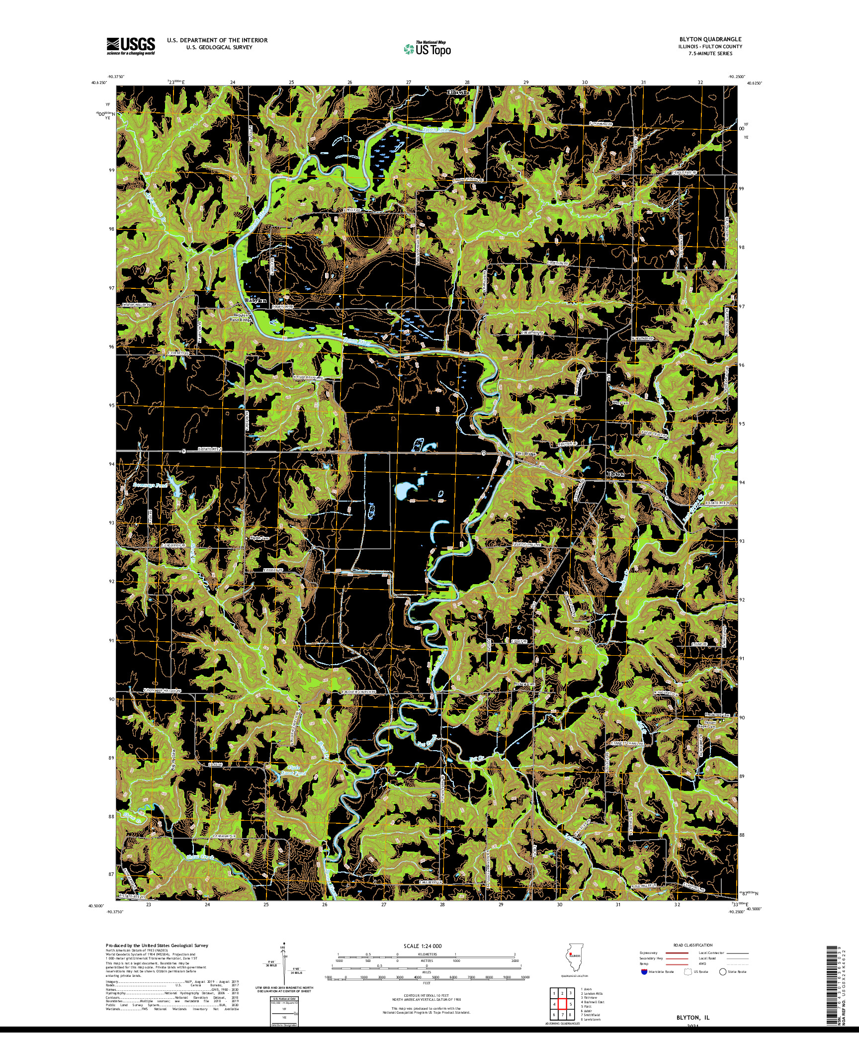 USGS US TOPO 7.5-MINUTE MAP FOR BLYTON, IL 2021