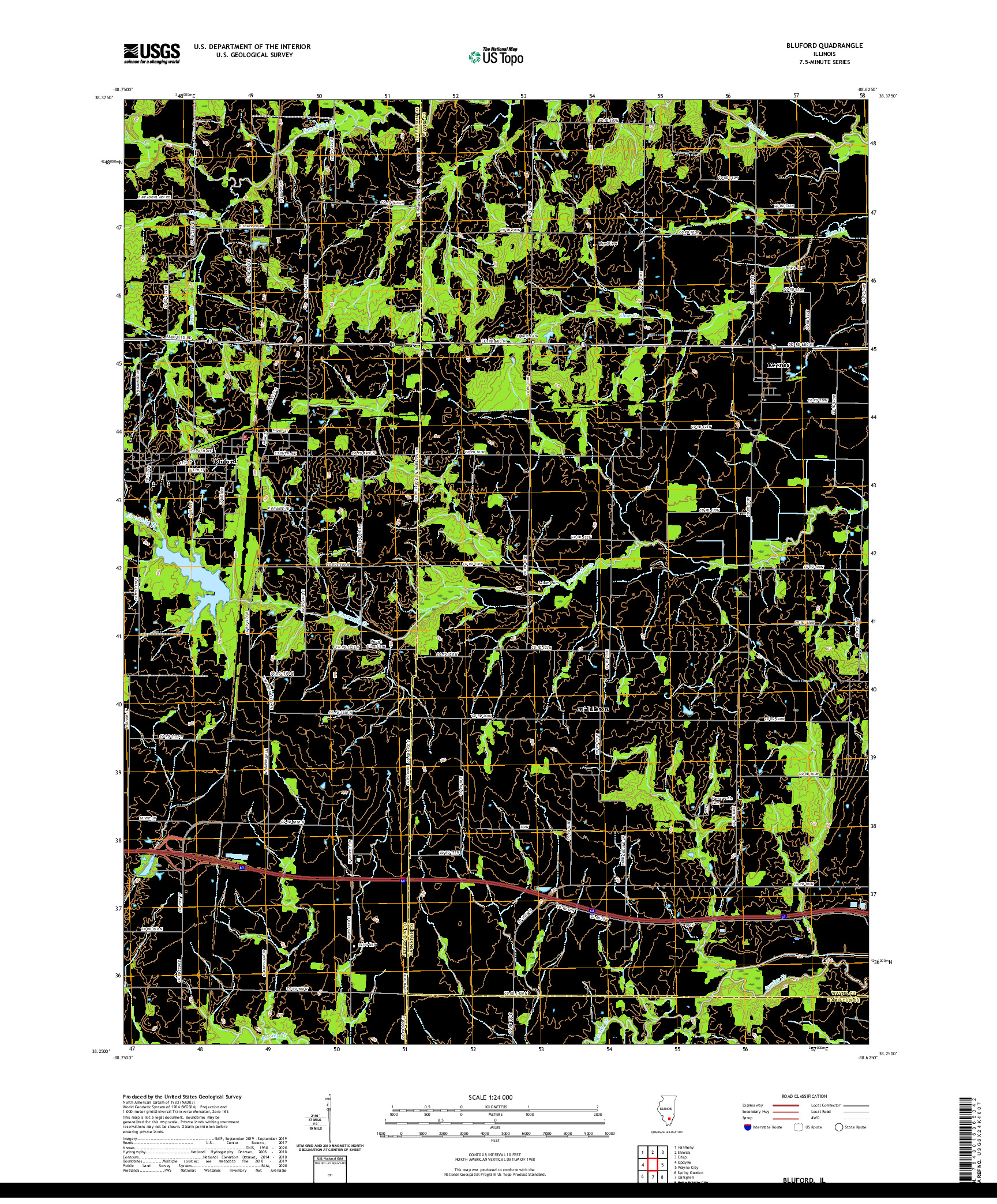 USGS US TOPO 7.5-MINUTE MAP FOR BLUFORD, IL 2021