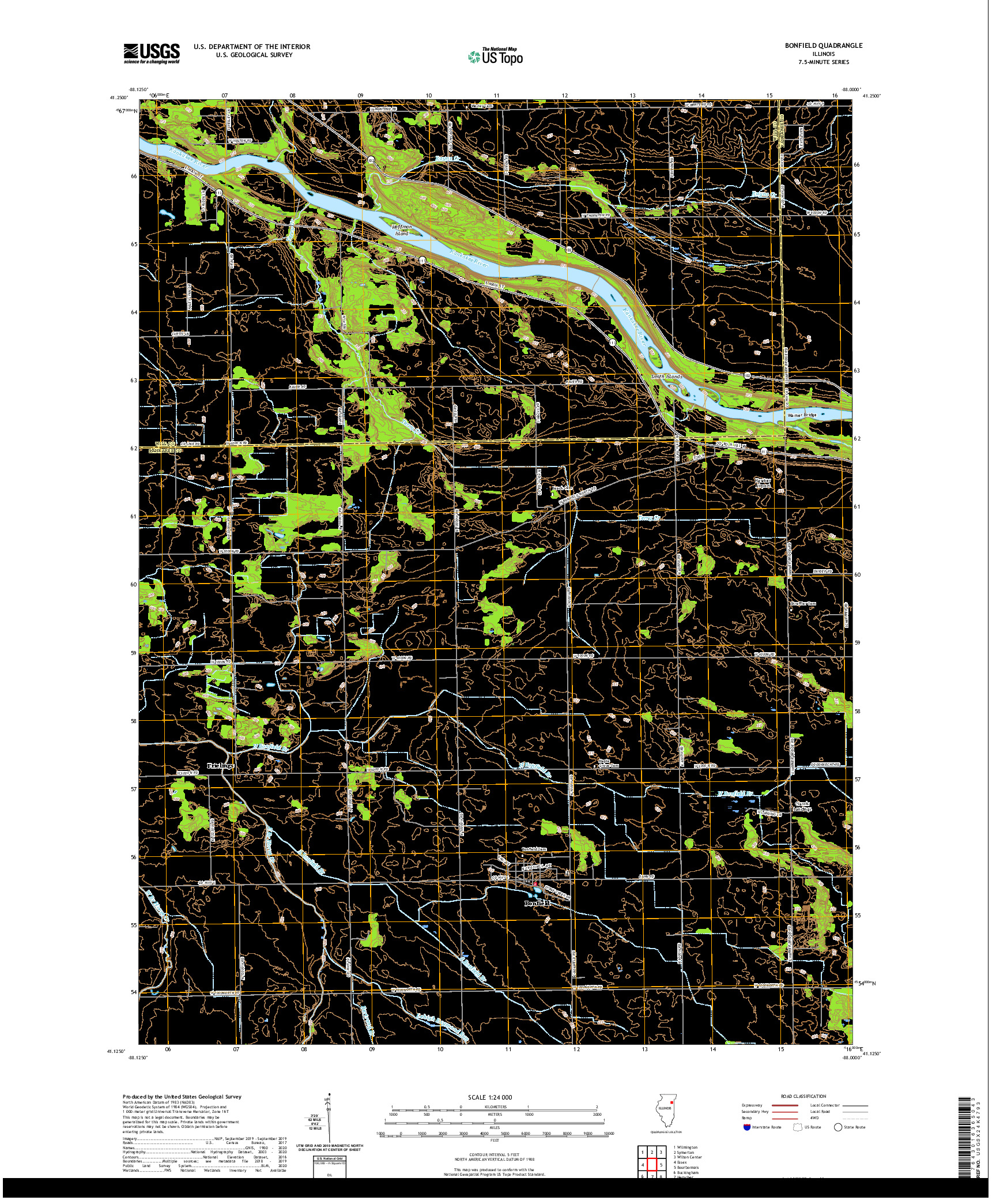 USGS US TOPO 7.5-MINUTE MAP FOR BONFIELD, IL 2021