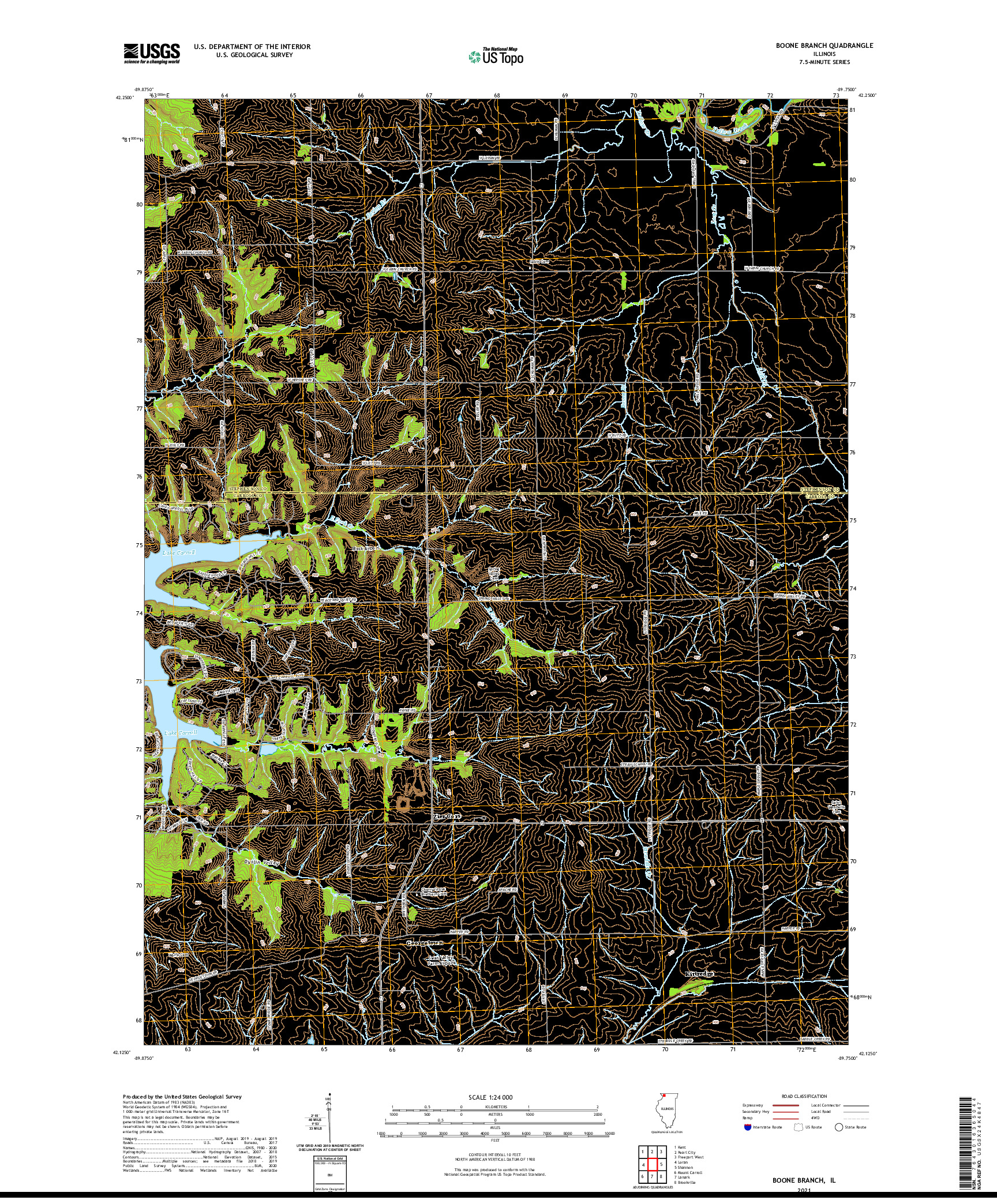 USGS US TOPO 7.5-MINUTE MAP FOR BOONE BRANCH, IL 2021