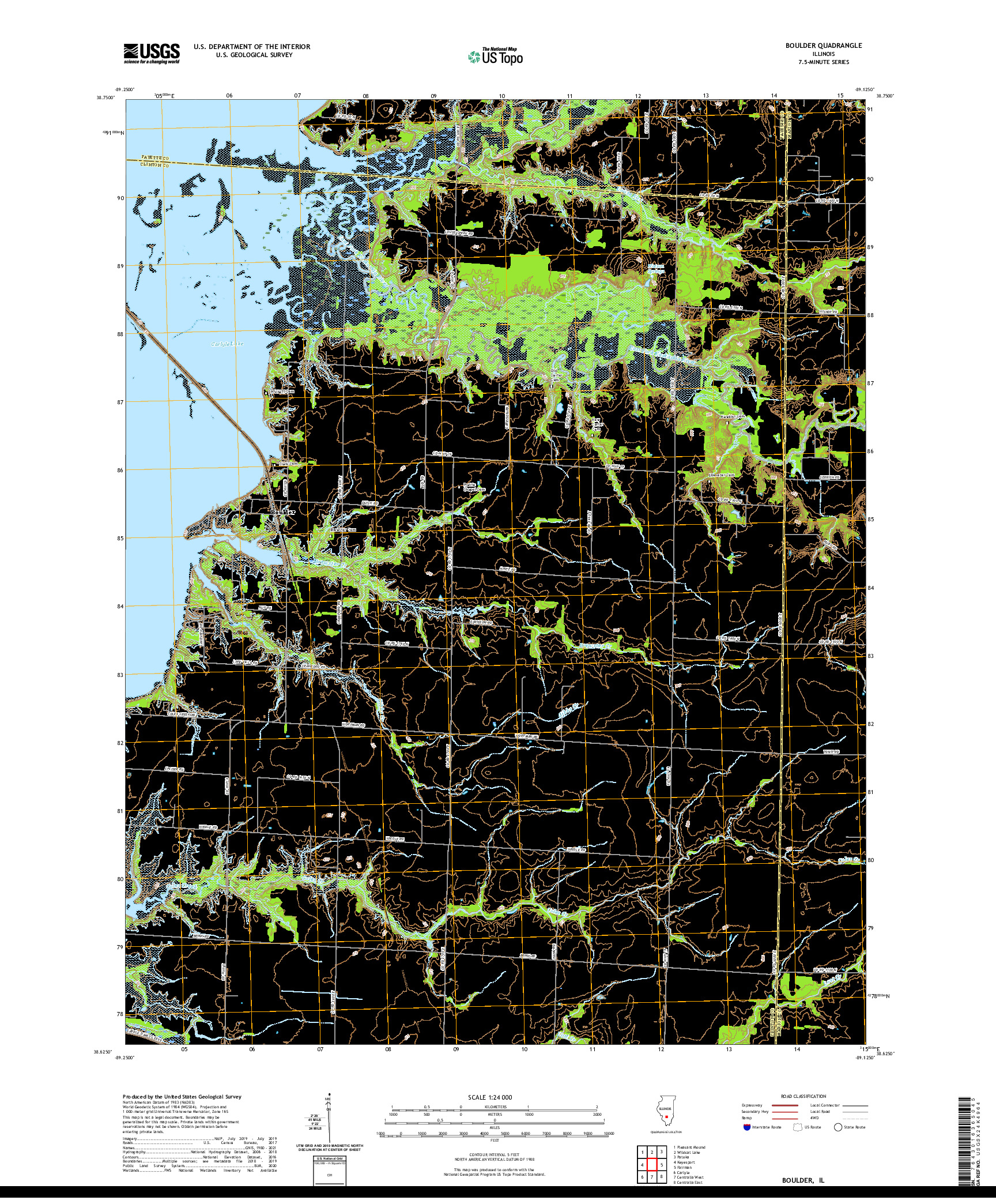 USGS US TOPO 7.5-MINUTE MAP FOR BOULDER, IL 2021