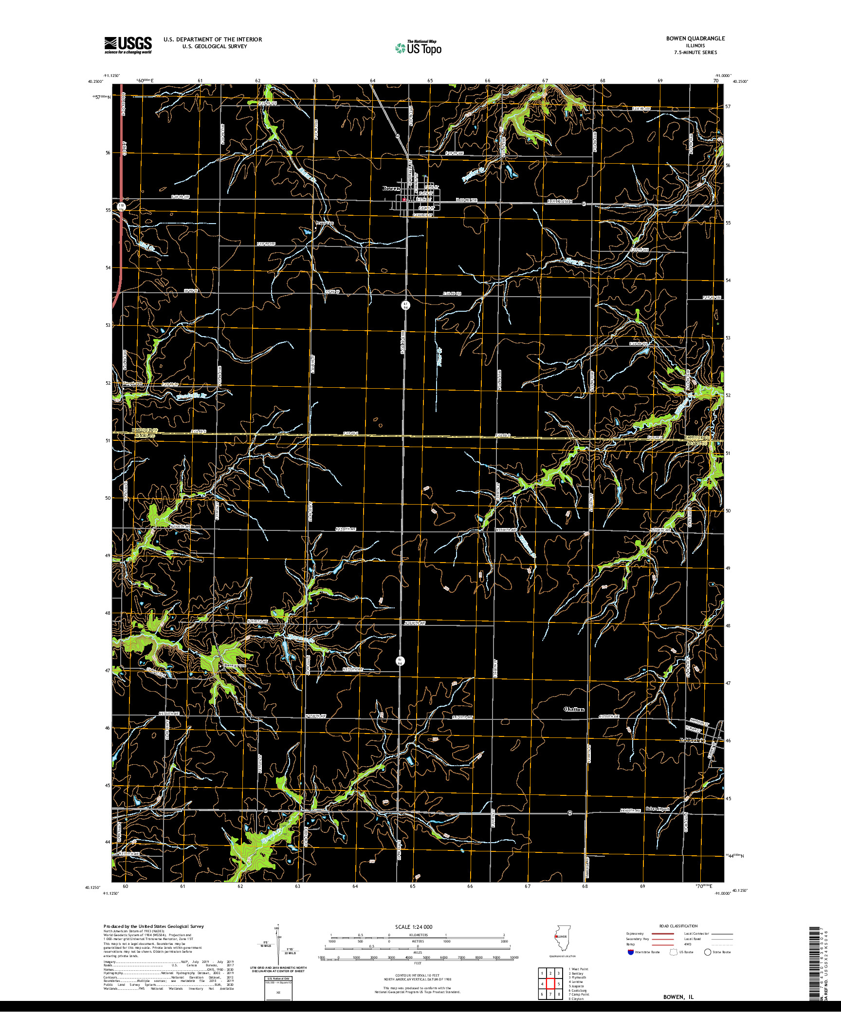 USGS US TOPO 7.5-MINUTE MAP FOR BOWEN, IL 2021