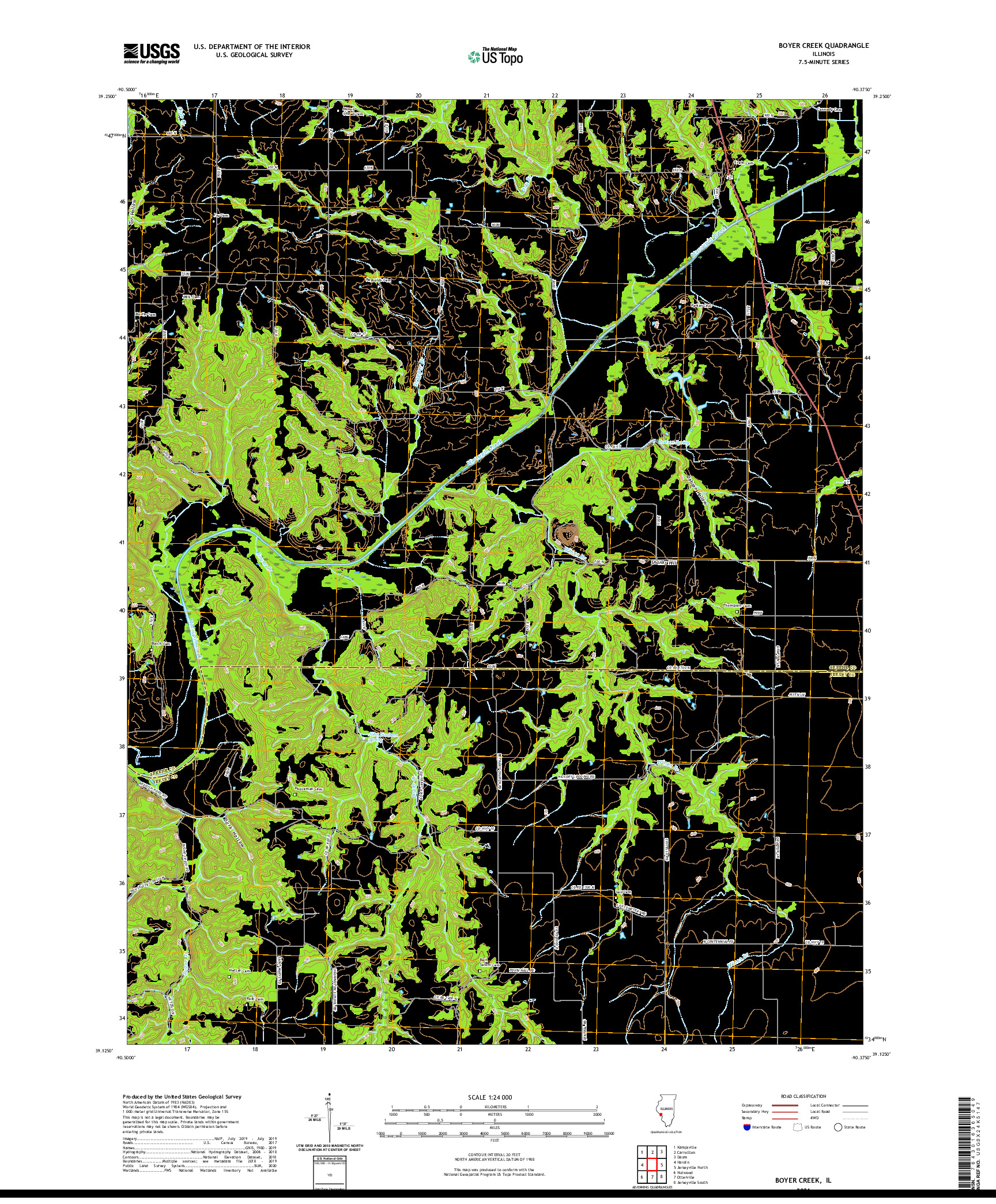 USGS US TOPO 7.5-MINUTE MAP FOR BOYER CREEK, IL 2021