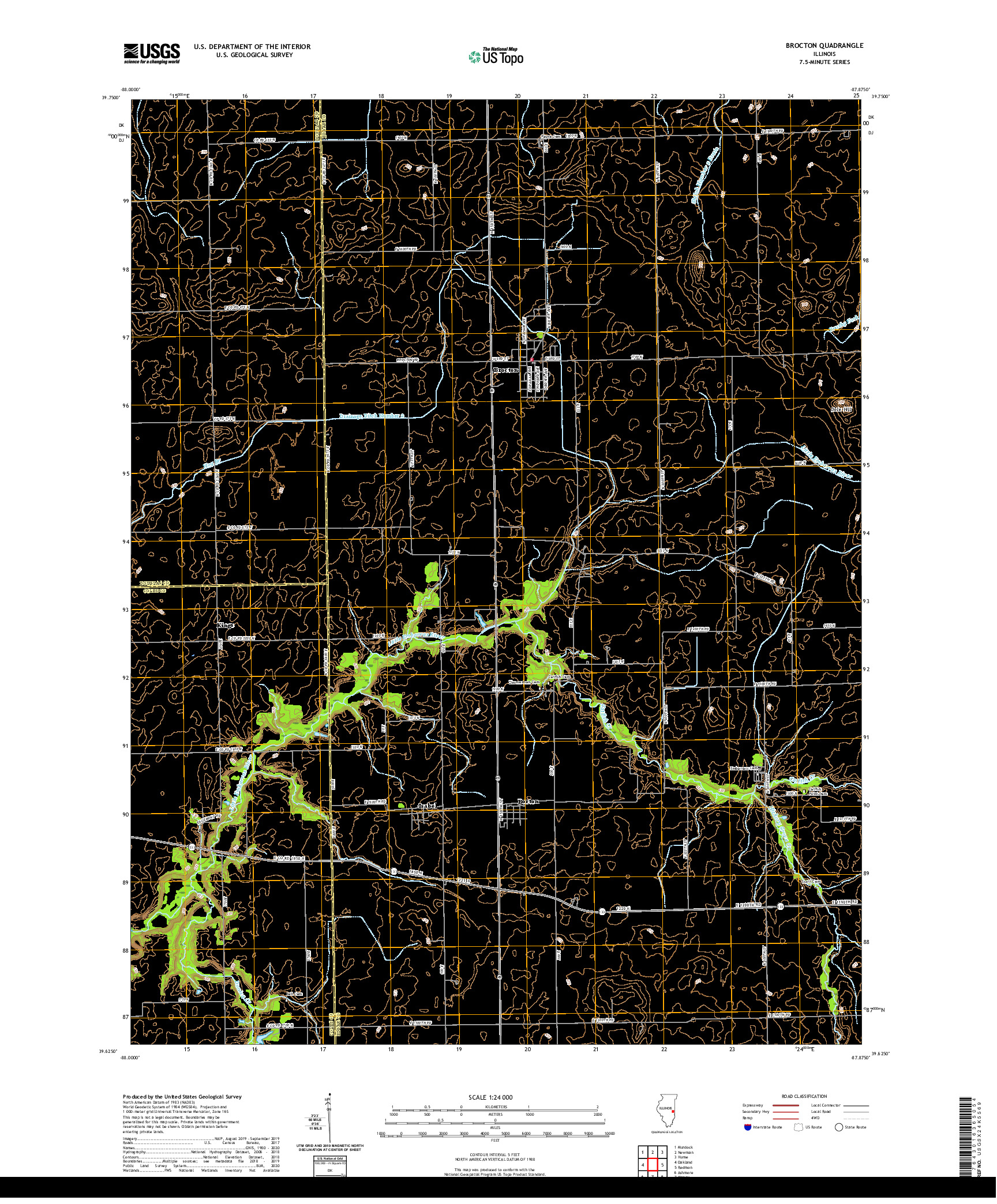 USGS US TOPO 7.5-MINUTE MAP FOR BROCTON, IL 2021