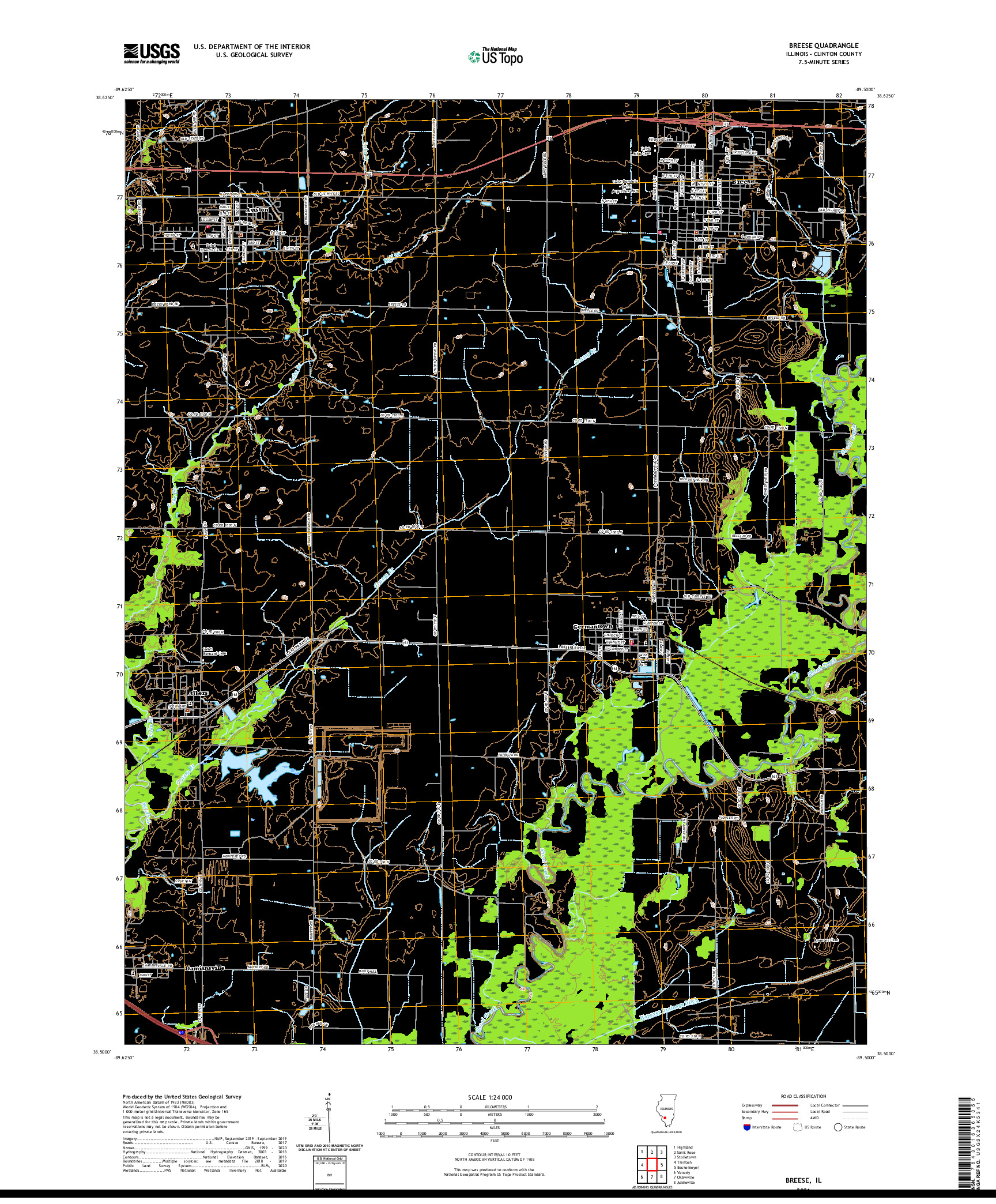 USGS US TOPO 7.5-MINUTE MAP FOR BREESE, IL 2021