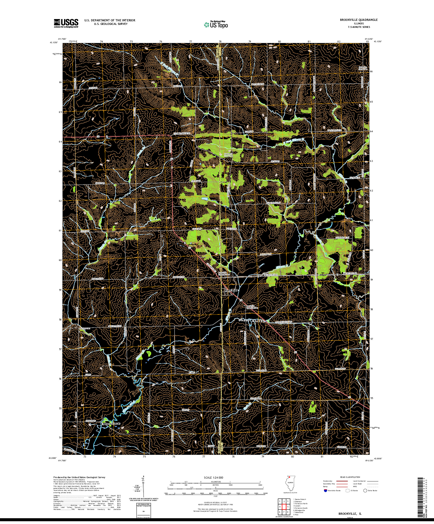 USGS US TOPO 7.5-MINUTE MAP FOR BROOKVILLE, IL 2021