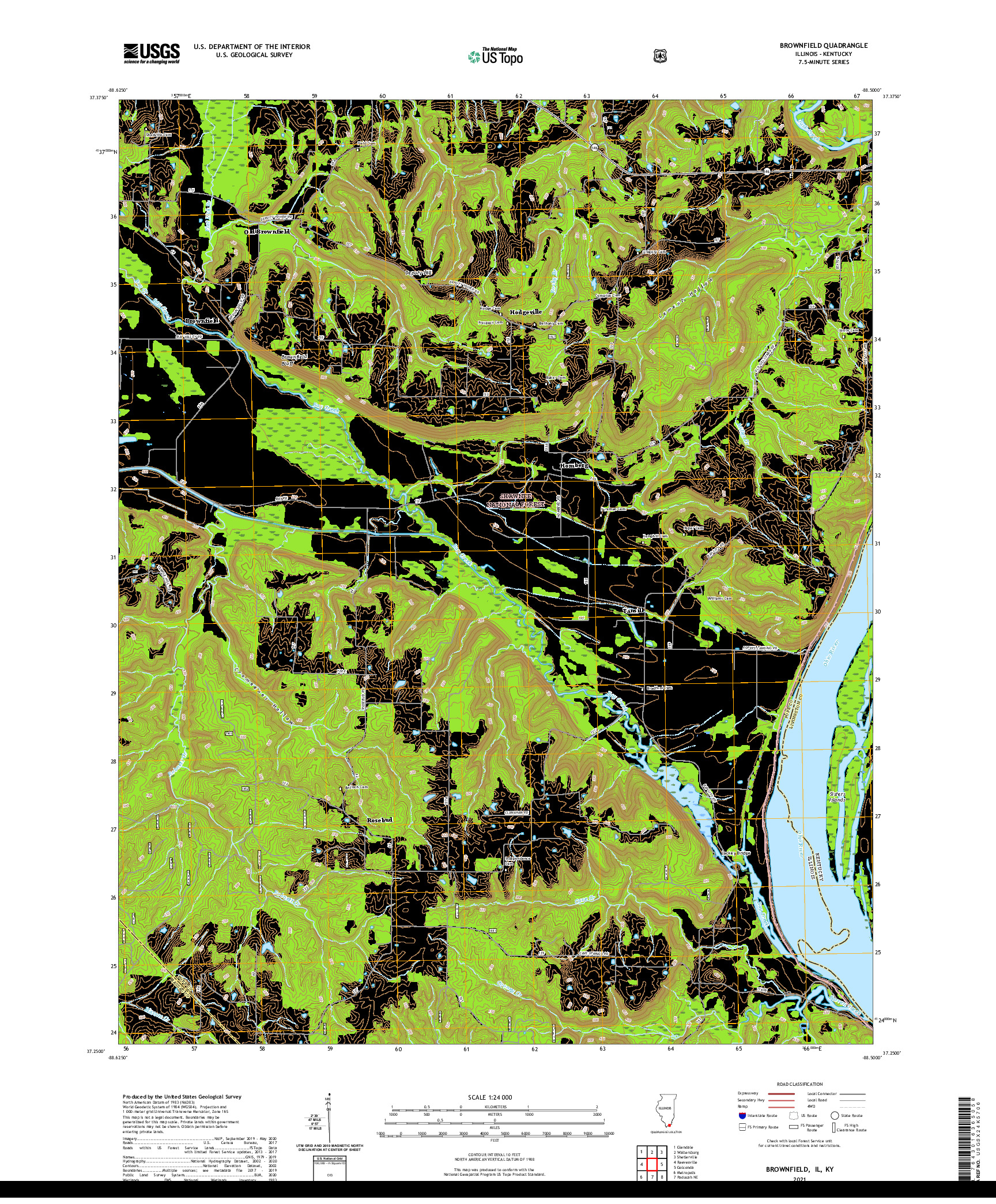 USGS US TOPO 7.5-MINUTE MAP FOR BROWNFIELD, IL,KY 2021