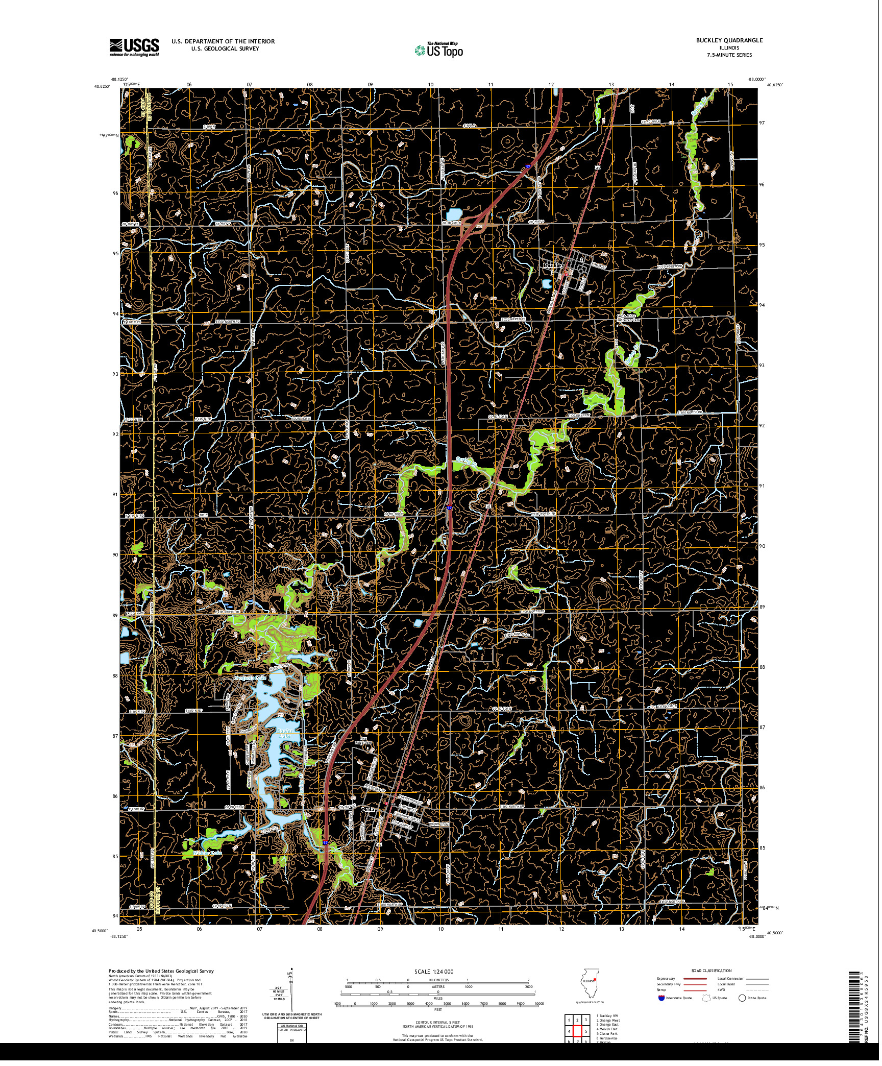 USGS US TOPO 7.5-MINUTE MAP FOR BUCKLEY, IL 2021