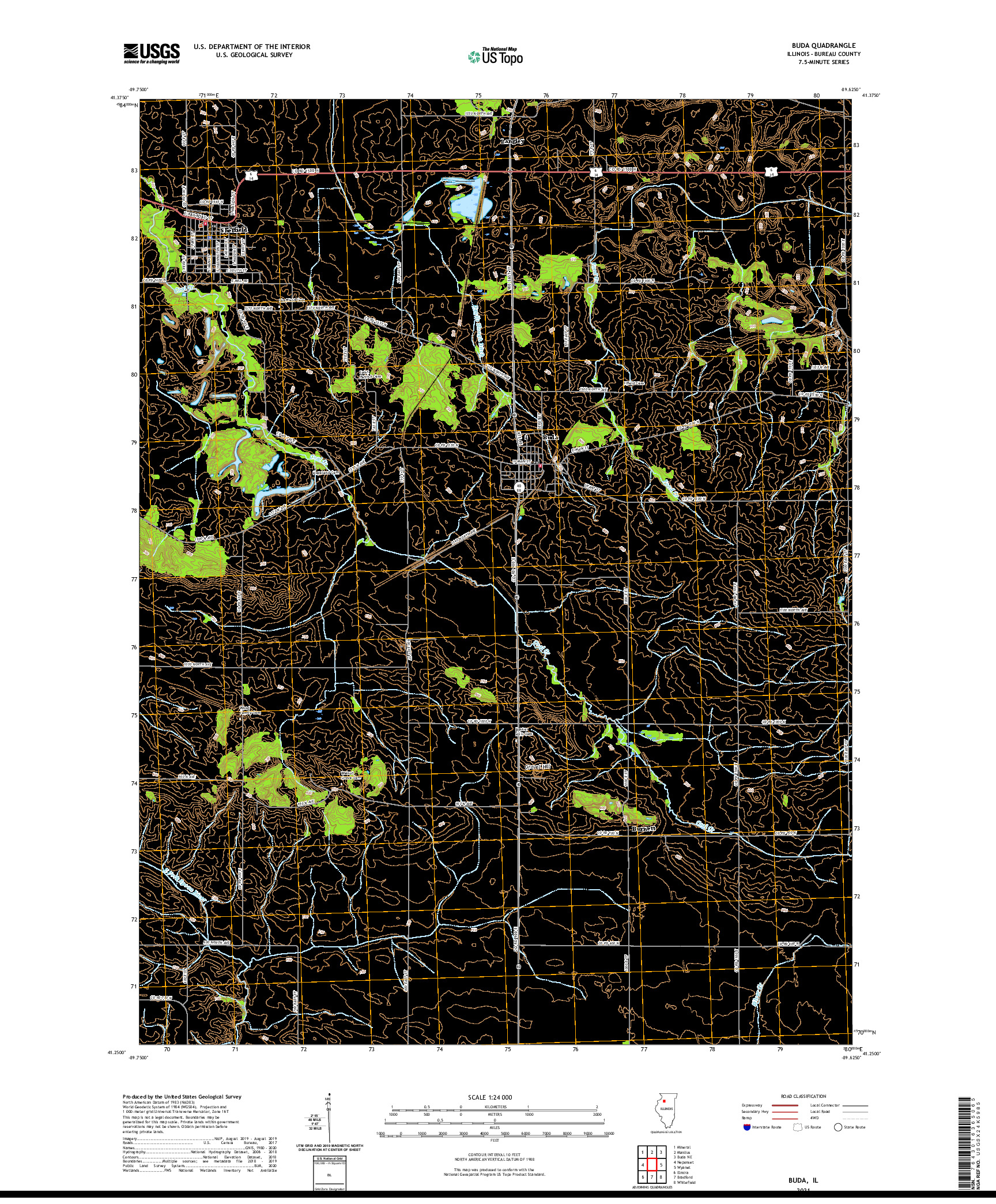 USGS US TOPO 7.5-MINUTE MAP FOR BUDA, IL 2021