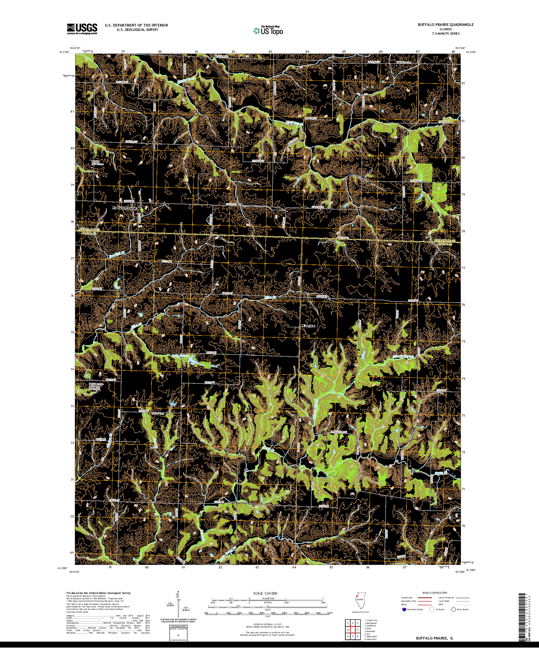 USGS US TOPO 7.5-MINUTE MAP FOR BUFFALO PRAIRIE, IL 2021