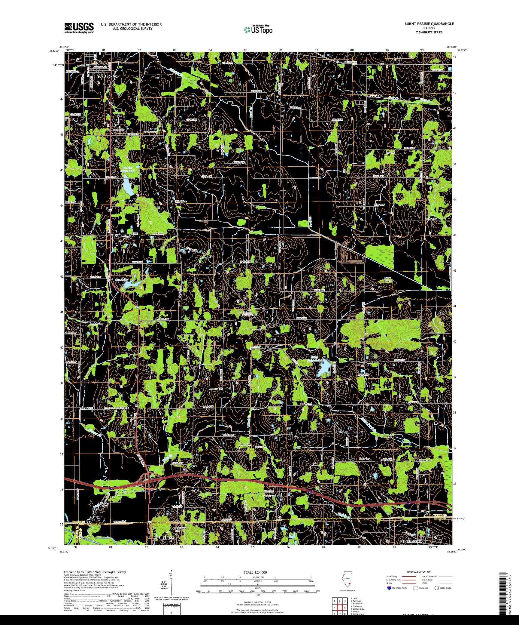 USGS US TOPO 7.5-MINUTE MAP FOR BURNT PRAIRIE, IL 2021