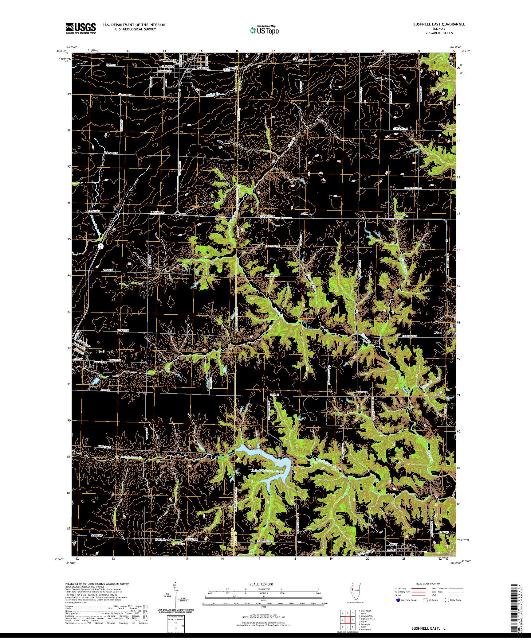 USGS US TOPO 7.5-MINUTE MAP FOR BUSHNELL EAST, IL 2021