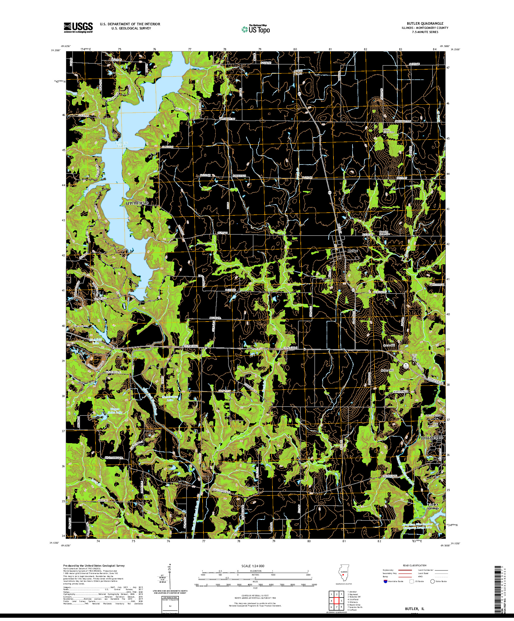 USGS US TOPO 7.5-MINUTE MAP FOR BUTLER, IL 2021