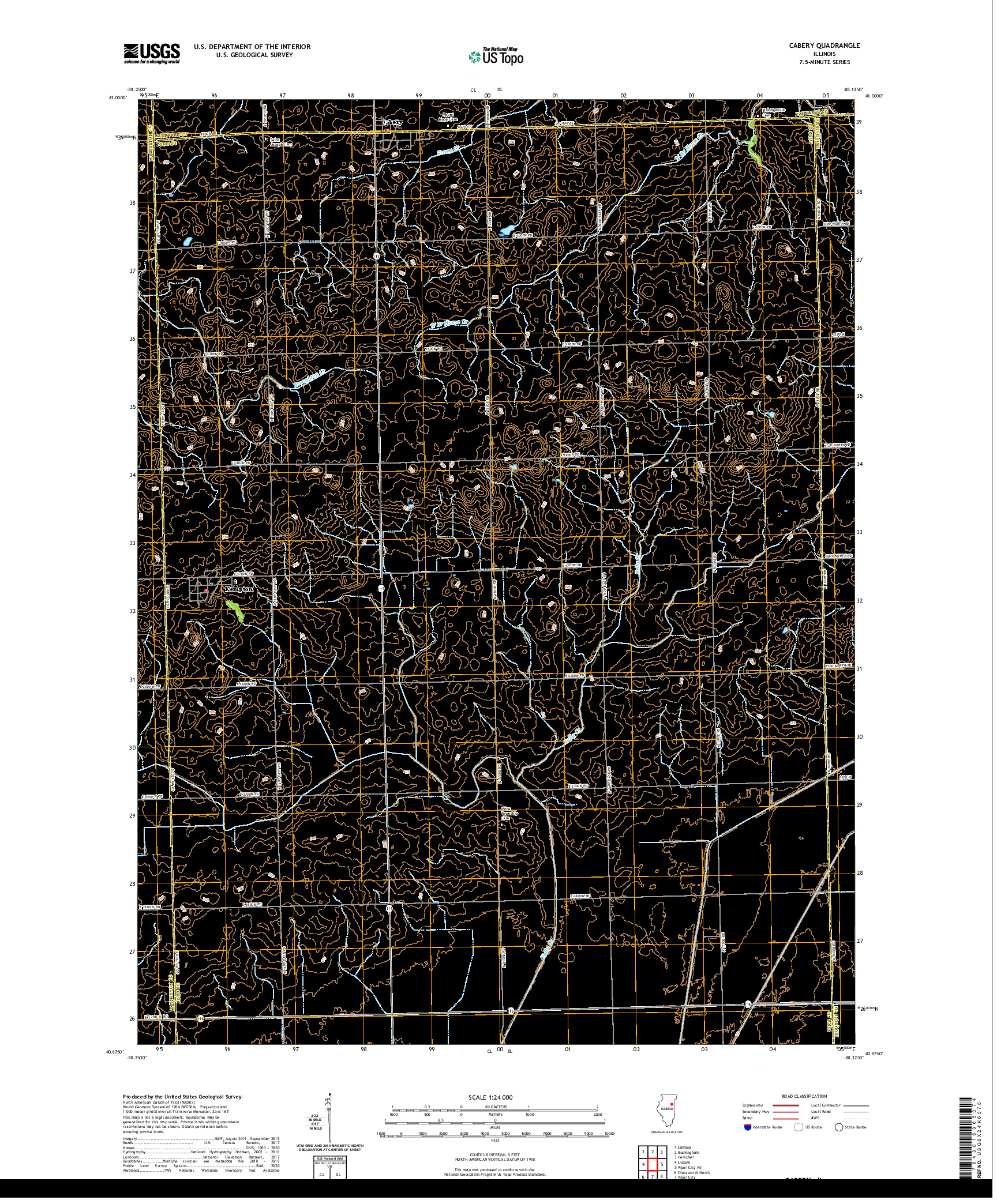 USGS US TOPO 7.5-MINUTE MAP FOR CABERY, IL 2021