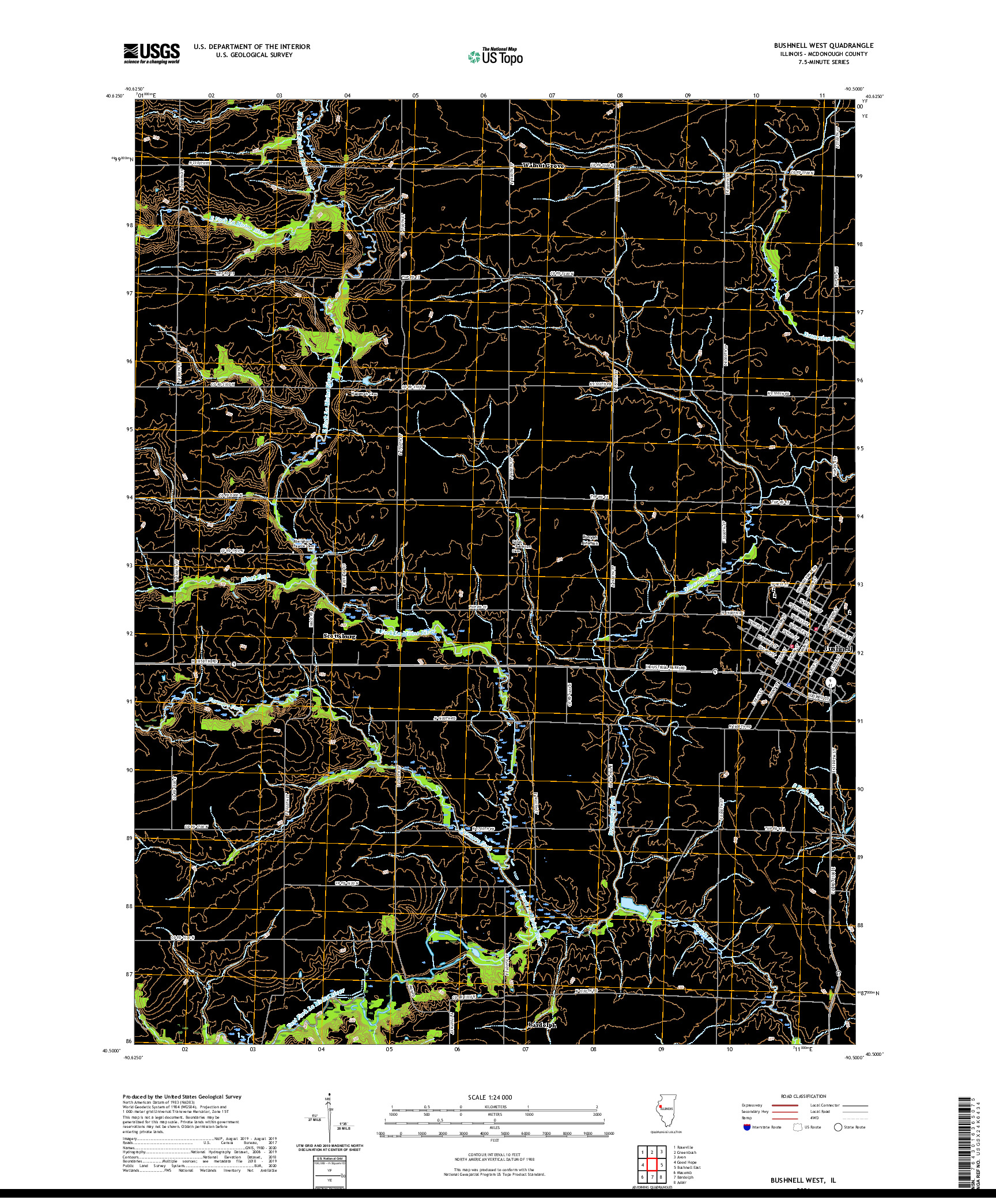 USGS US TOPO 7.5-MINUTE MAP FOR BUSHNELL WEST, IL 2021