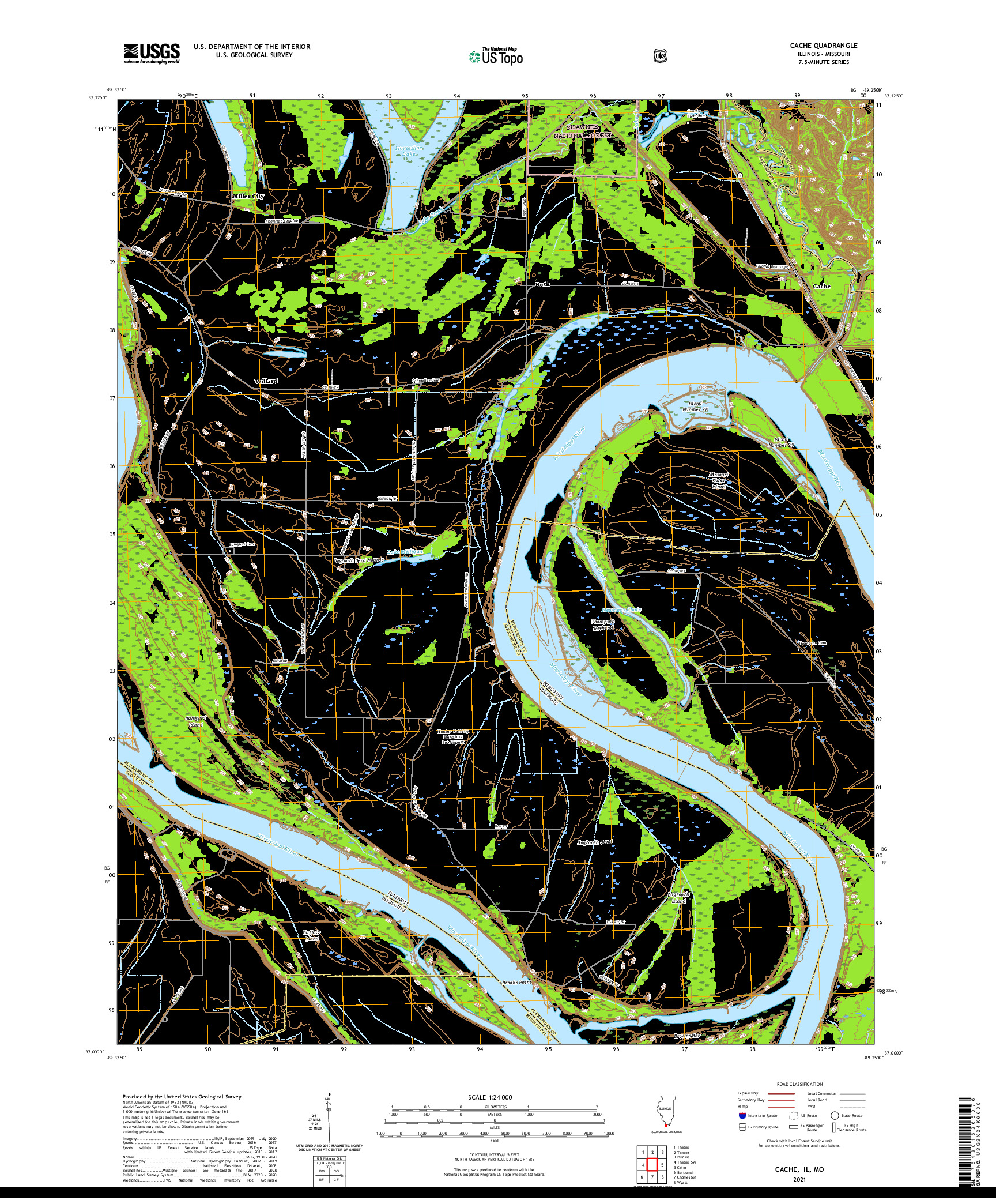 USGS US TOPO 7.5-MINUTE MAP FOR CACHE, IL,MO 2021