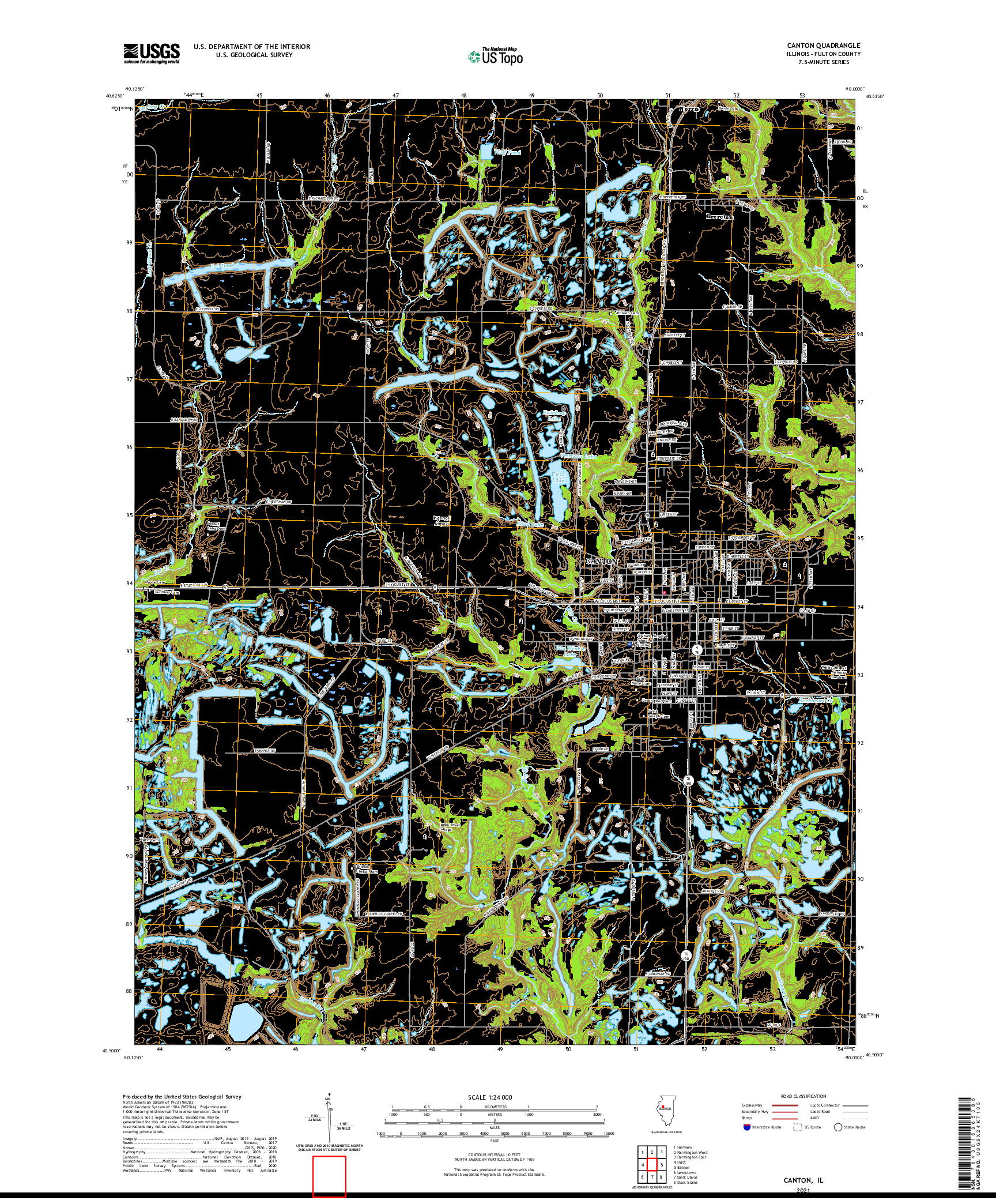 USGS US TOPO 7.5-MINUTE MAP FOR CANTON, IL 2021