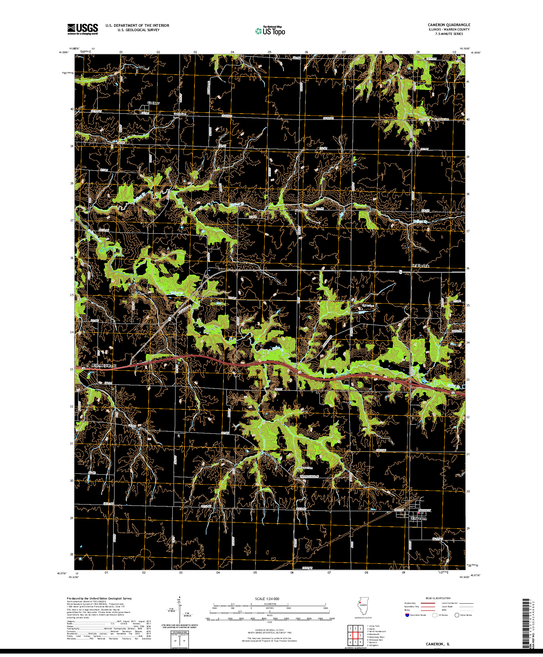 USGS US TOPO 7.5-MINUTE MAP FOR CAMERON, IL 2021